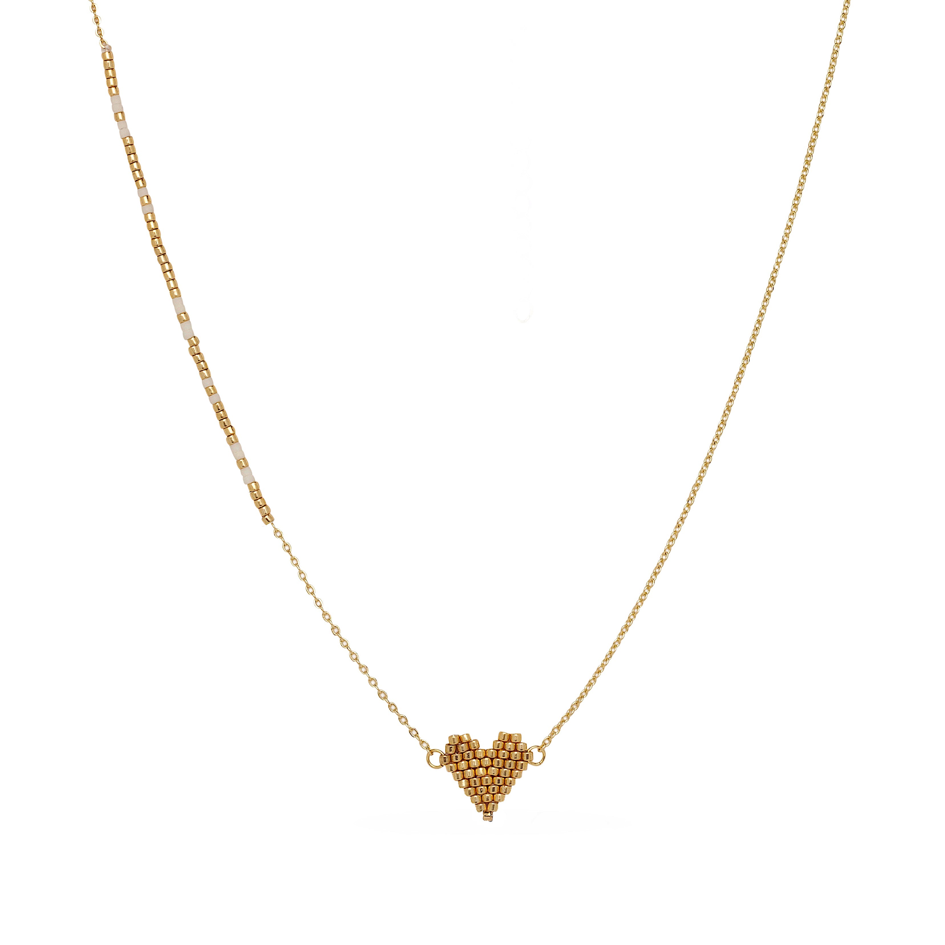 Gold Miyuki Heart Necklace