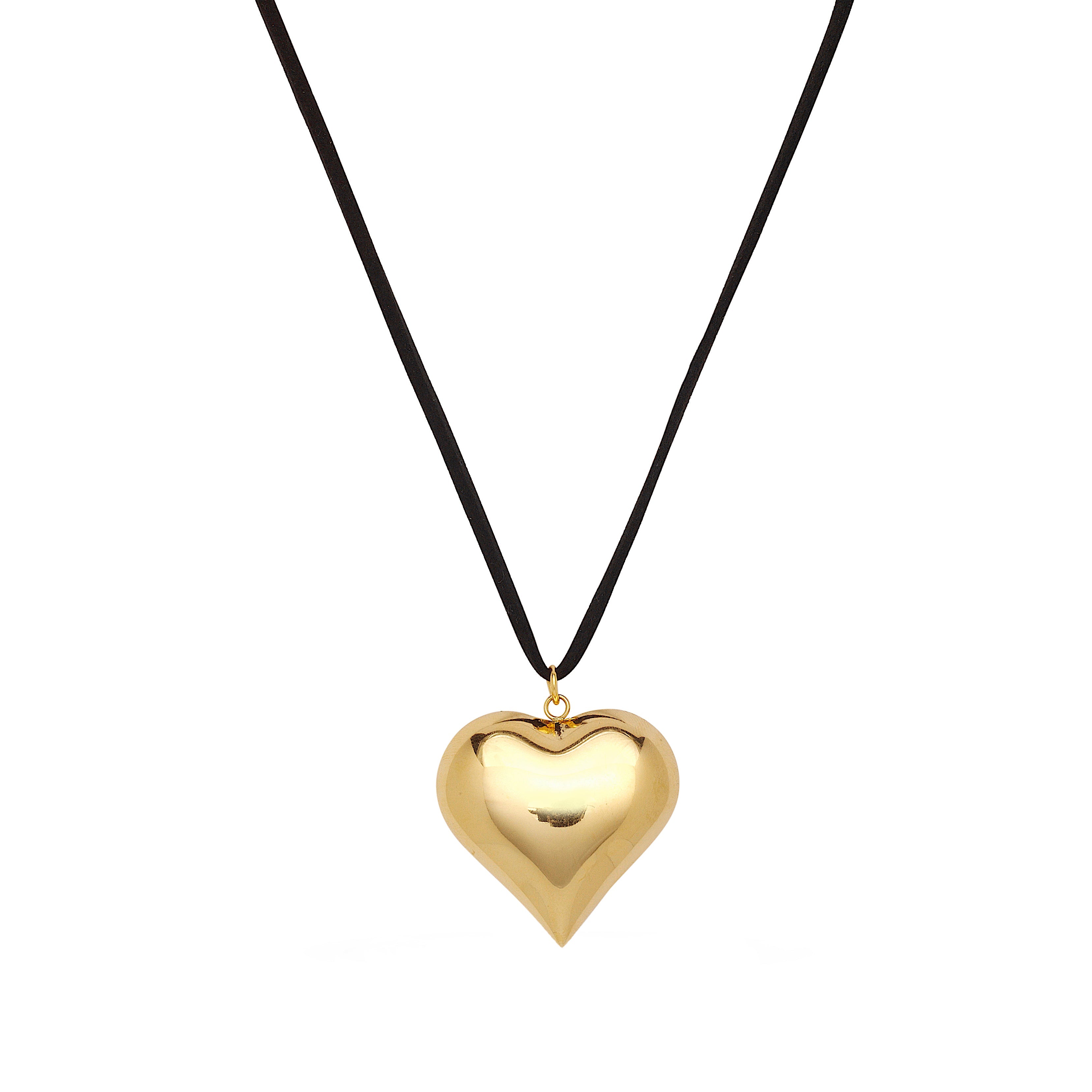 Gold Heart Suede Necklace