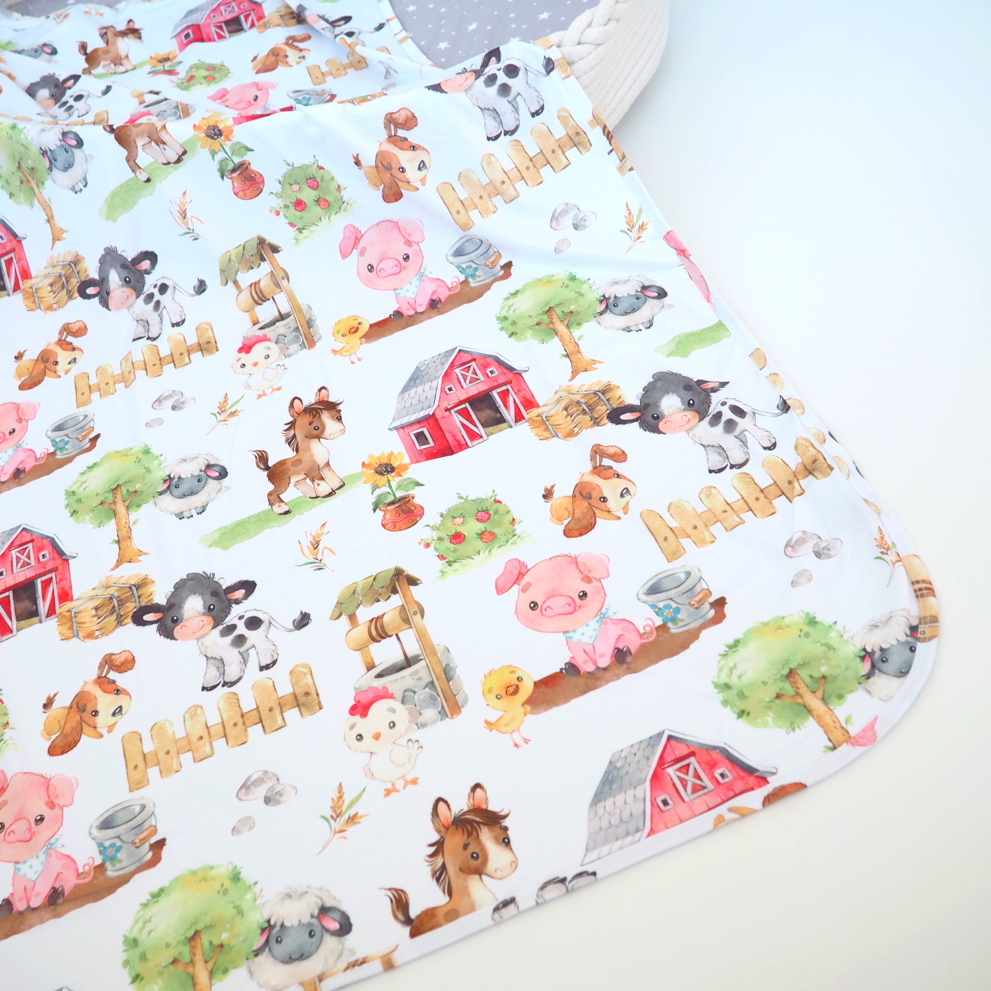 Farm Animals Baby Swaddle Blanket