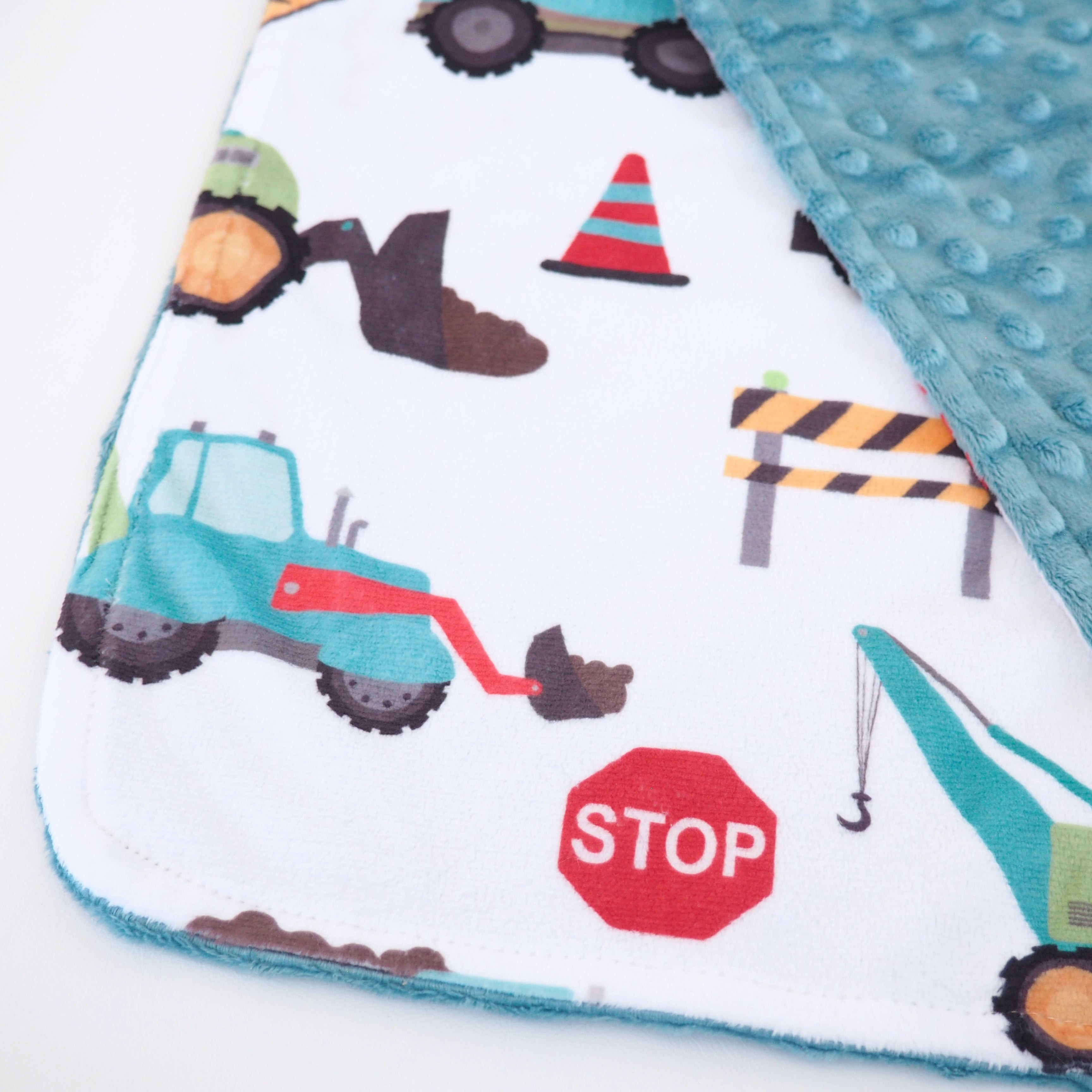 Mini Minky Blanket Construction Trucks