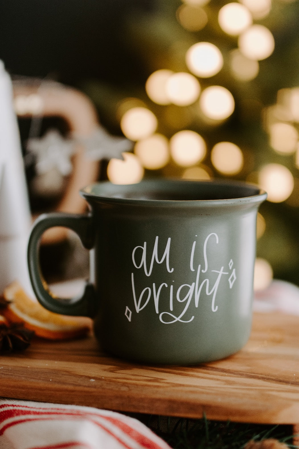 All Is Calm, All Is Bright Green Camper Mug