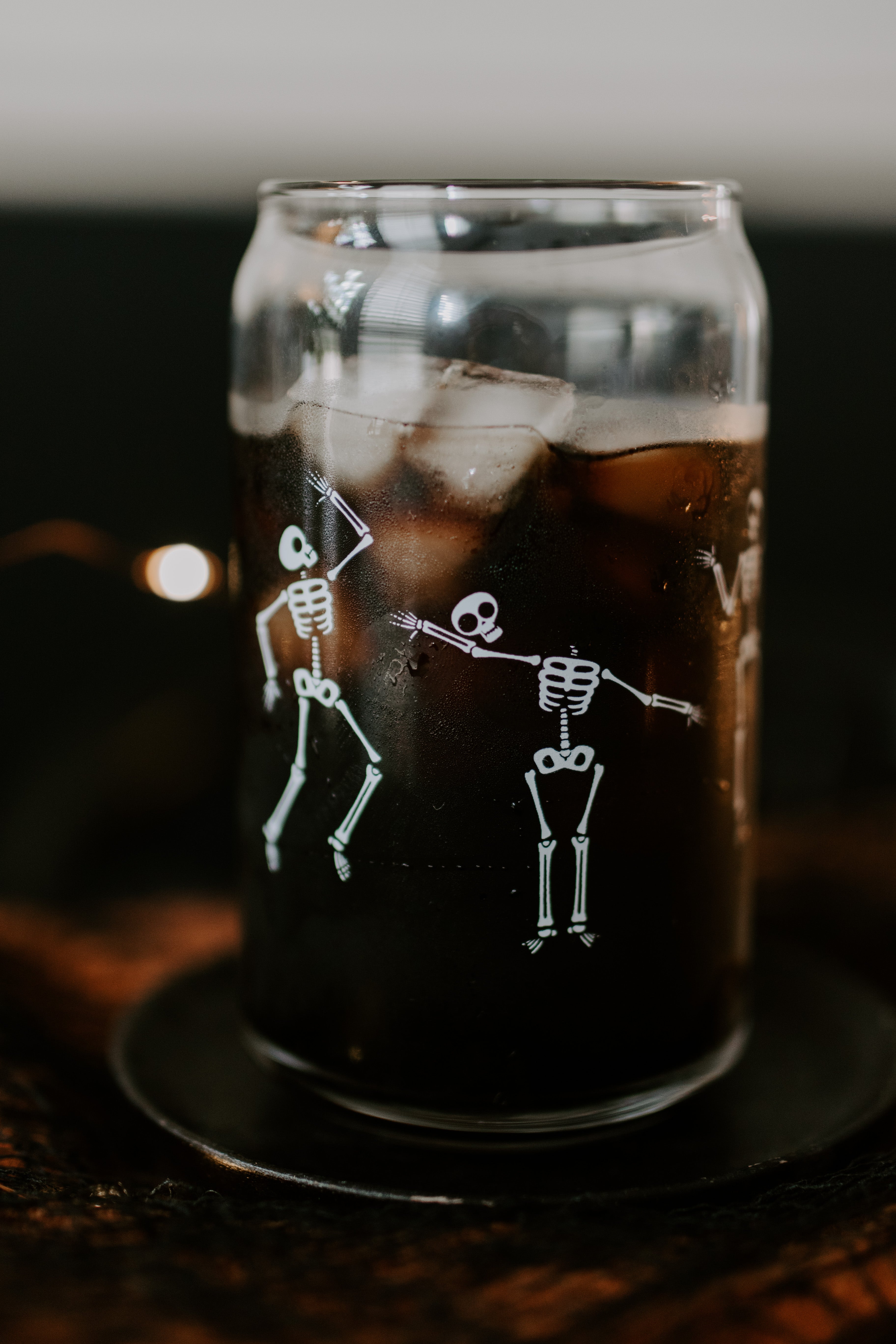 Dancing Skeleton Can Glass