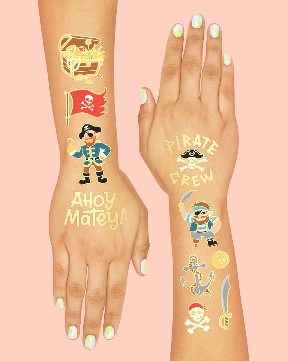 Ahoy Matey! Tats - 44 Foil Temporary Tattoos