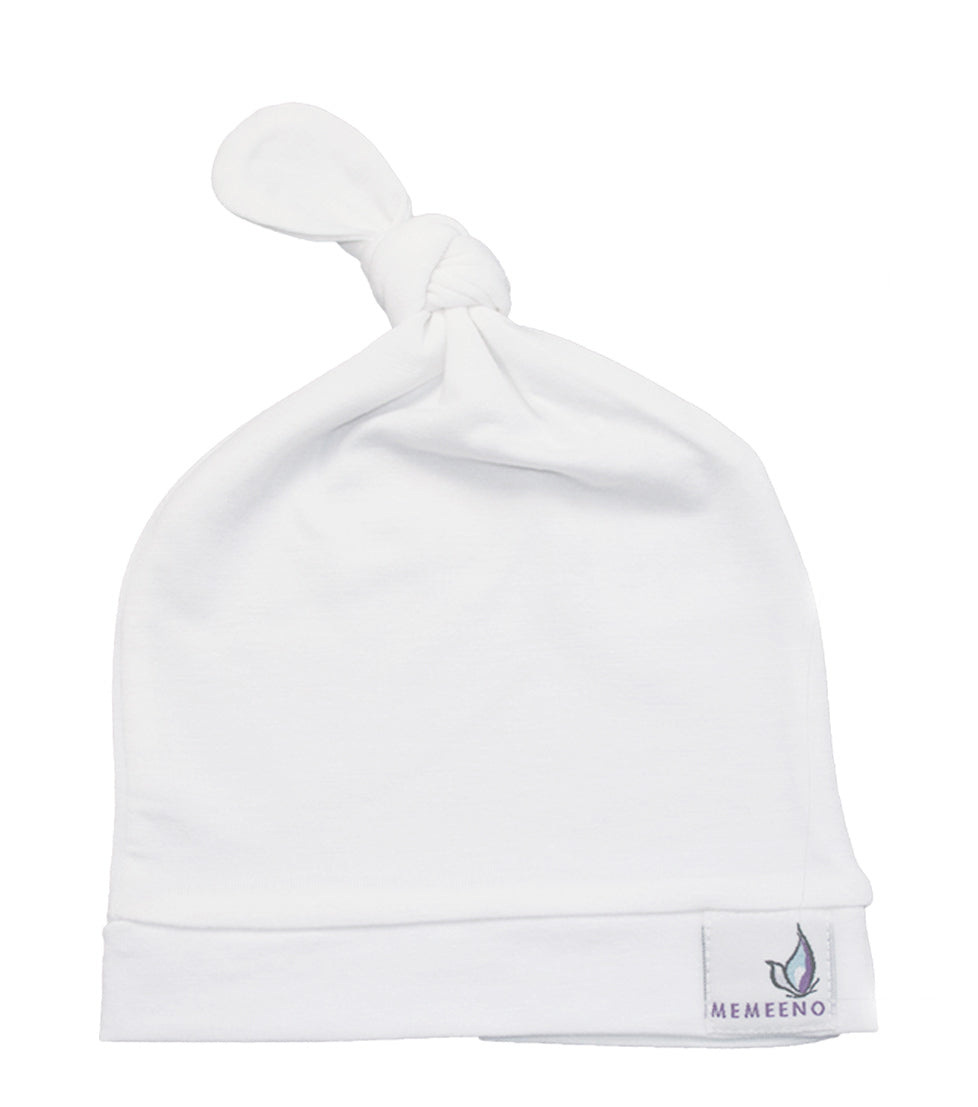 Newborn Top Knot Hat - Pearl