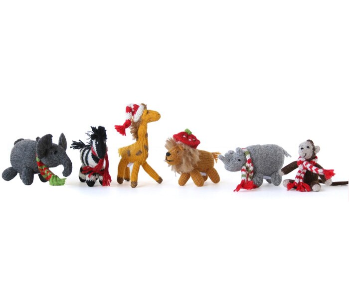 Safari Animal Ornaments- Set Of 6
