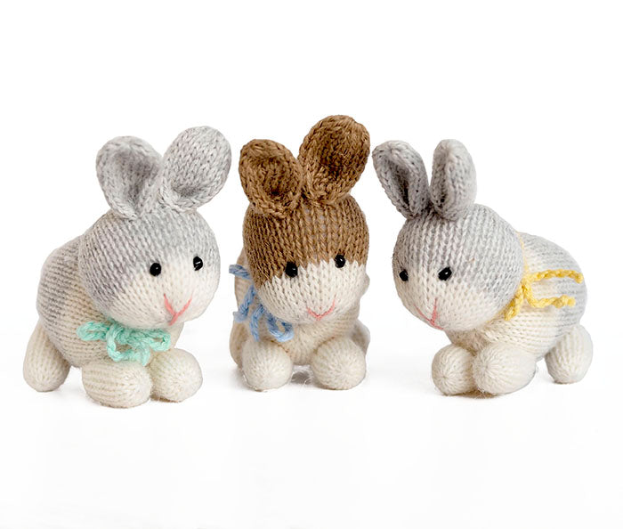 Bunnies With Bows Ornaments- Set Of 6
