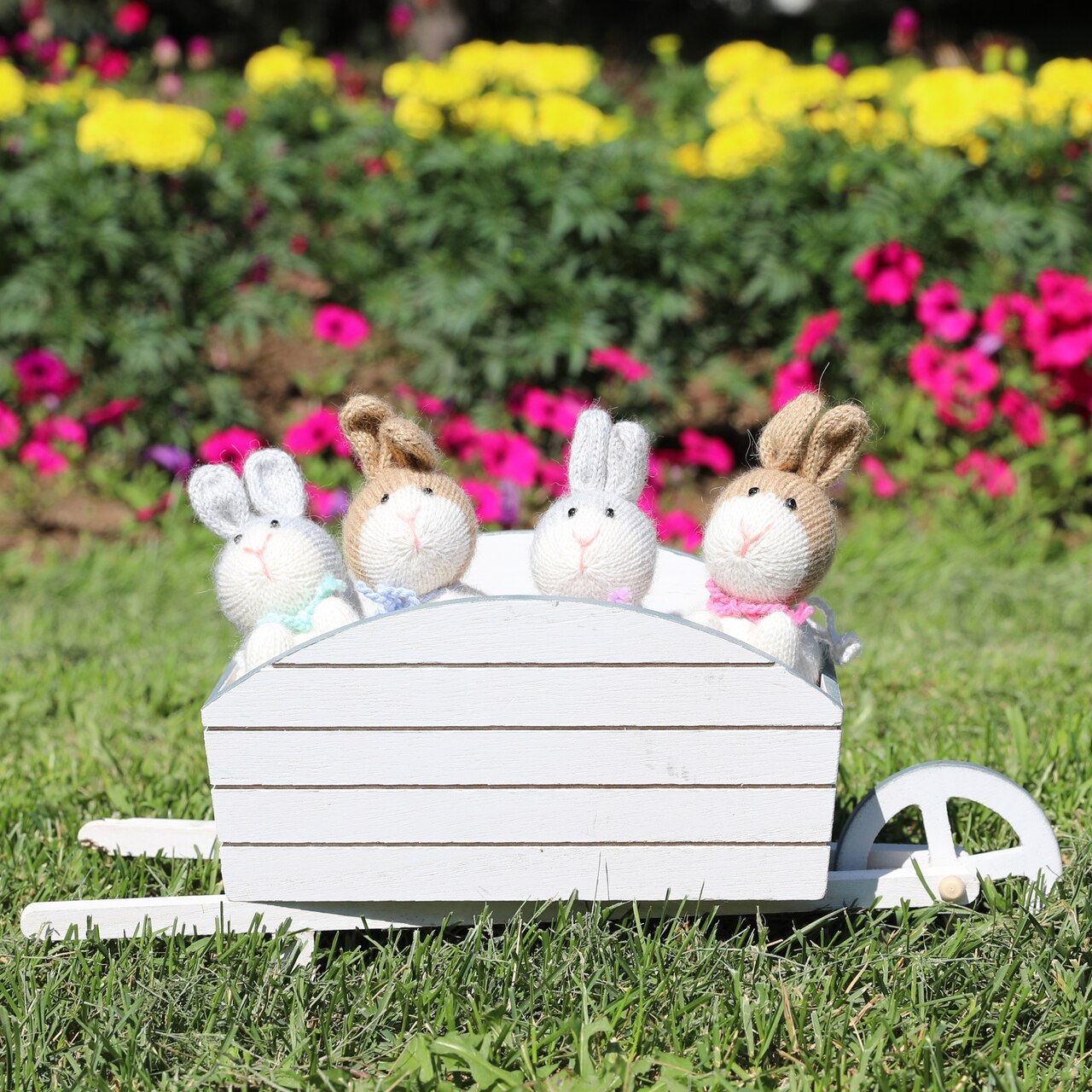 Bunnies With Bows Ornaments- Set Of 6