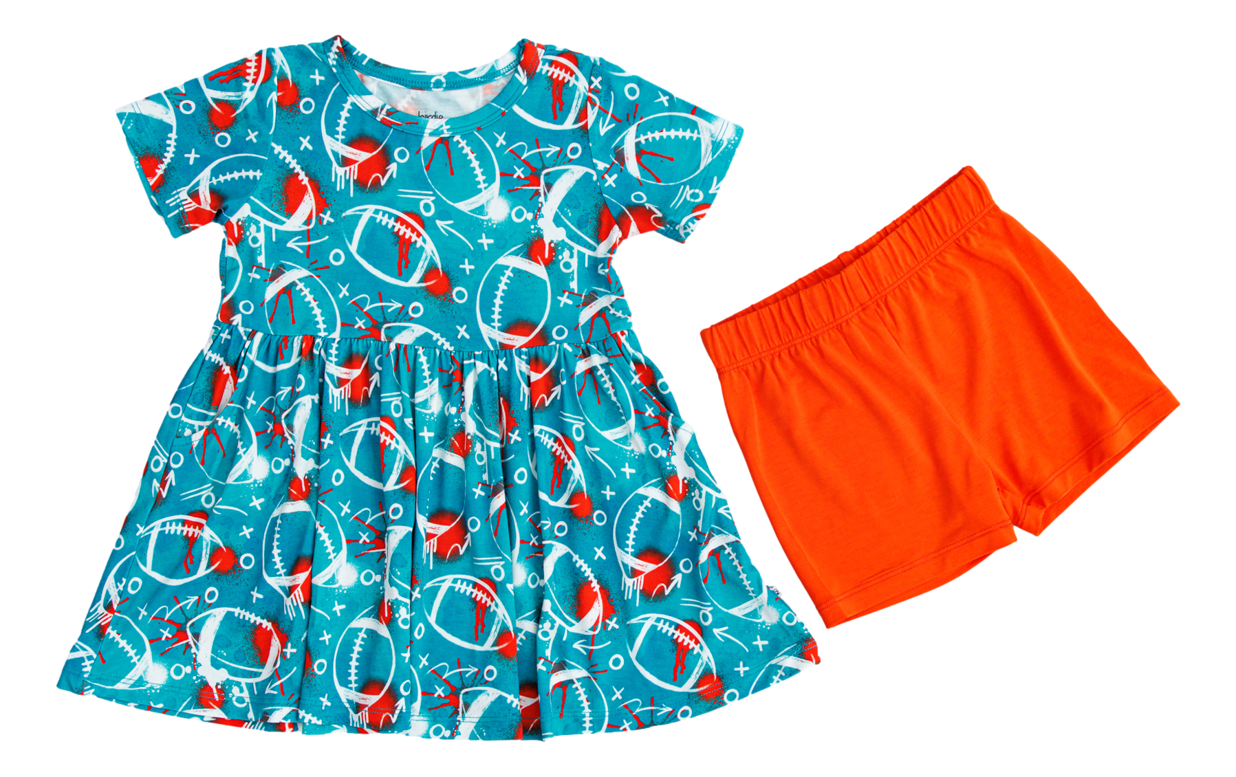 Graffiti Football Peplum Set : Aqua And Orange