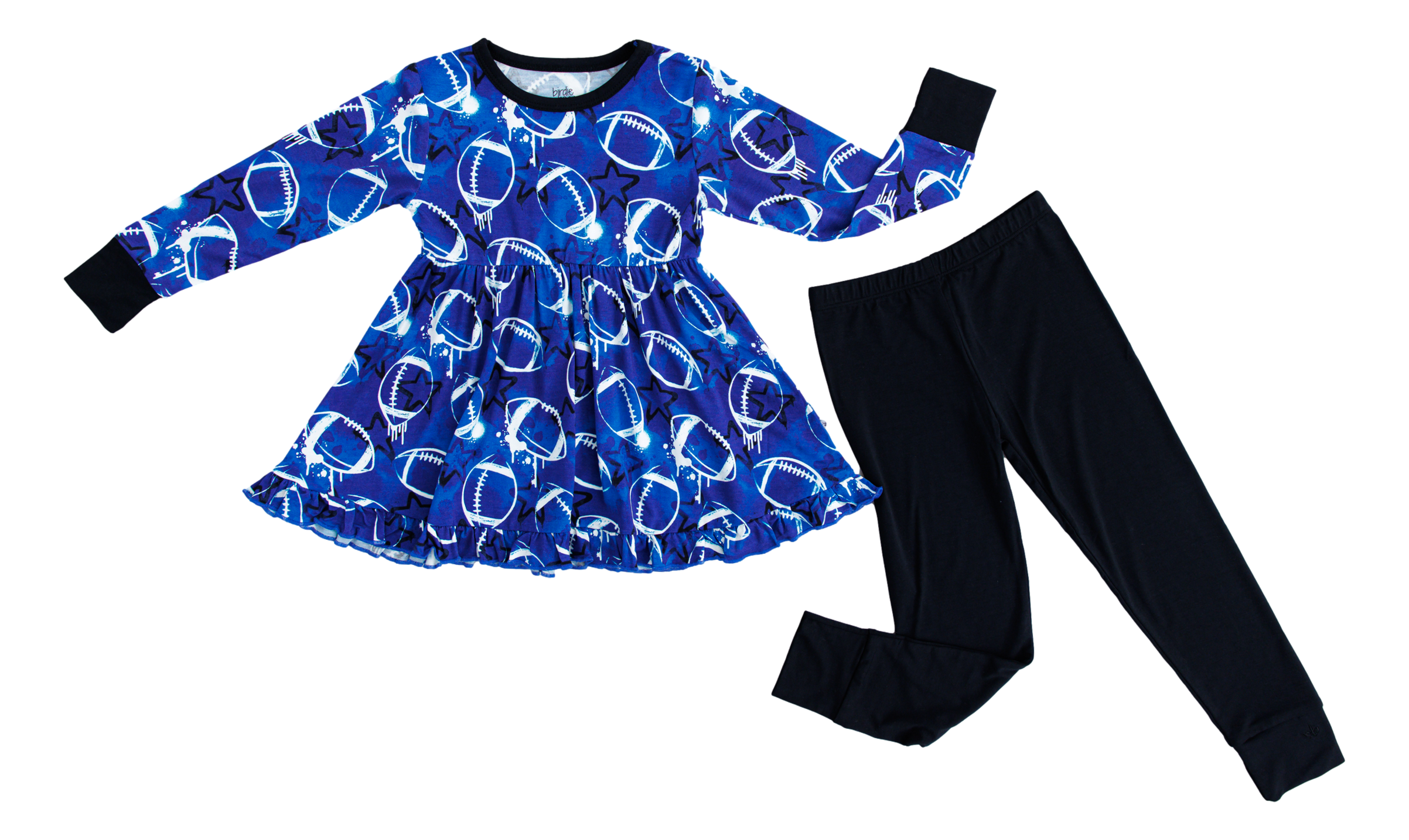 Graffiti Football Peplum Set : Blue And White With Stars