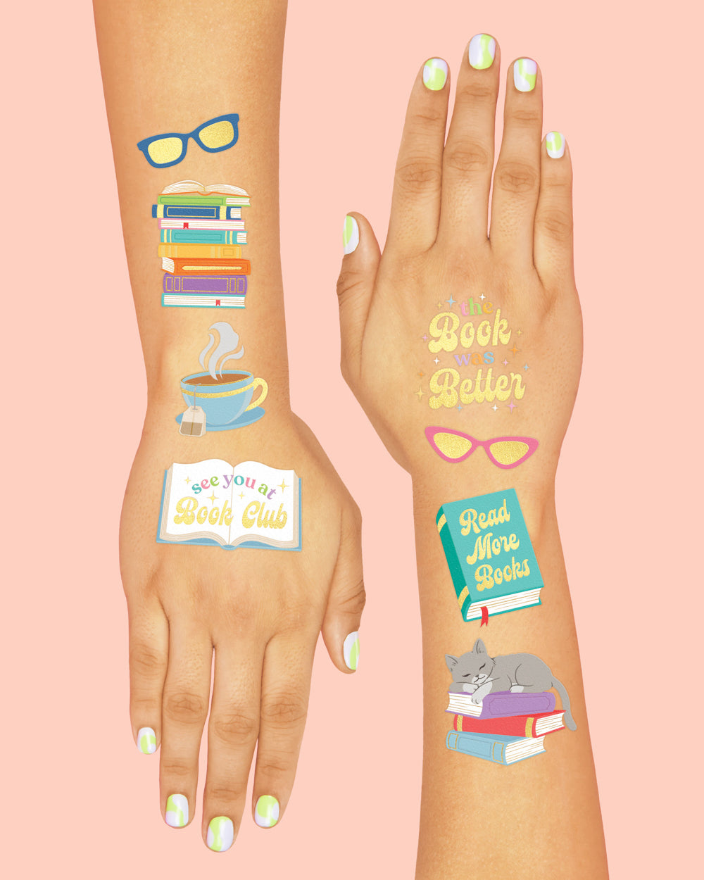 Book Lover Tats - 48 Foil Temporary Tattoos