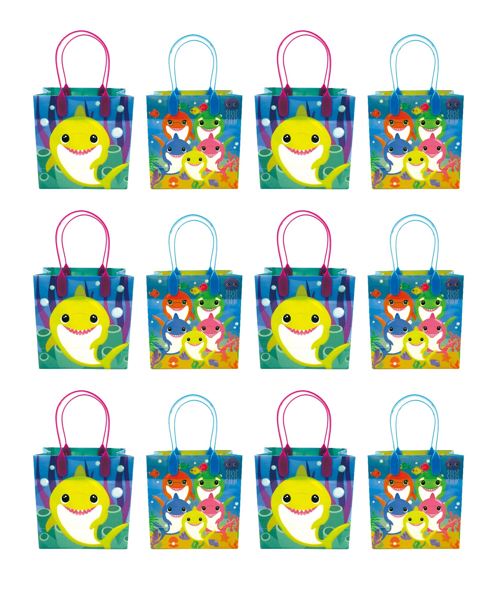 Shark Family Themed Party Favor Bags Treat Bags - Set Of 6 Or 12