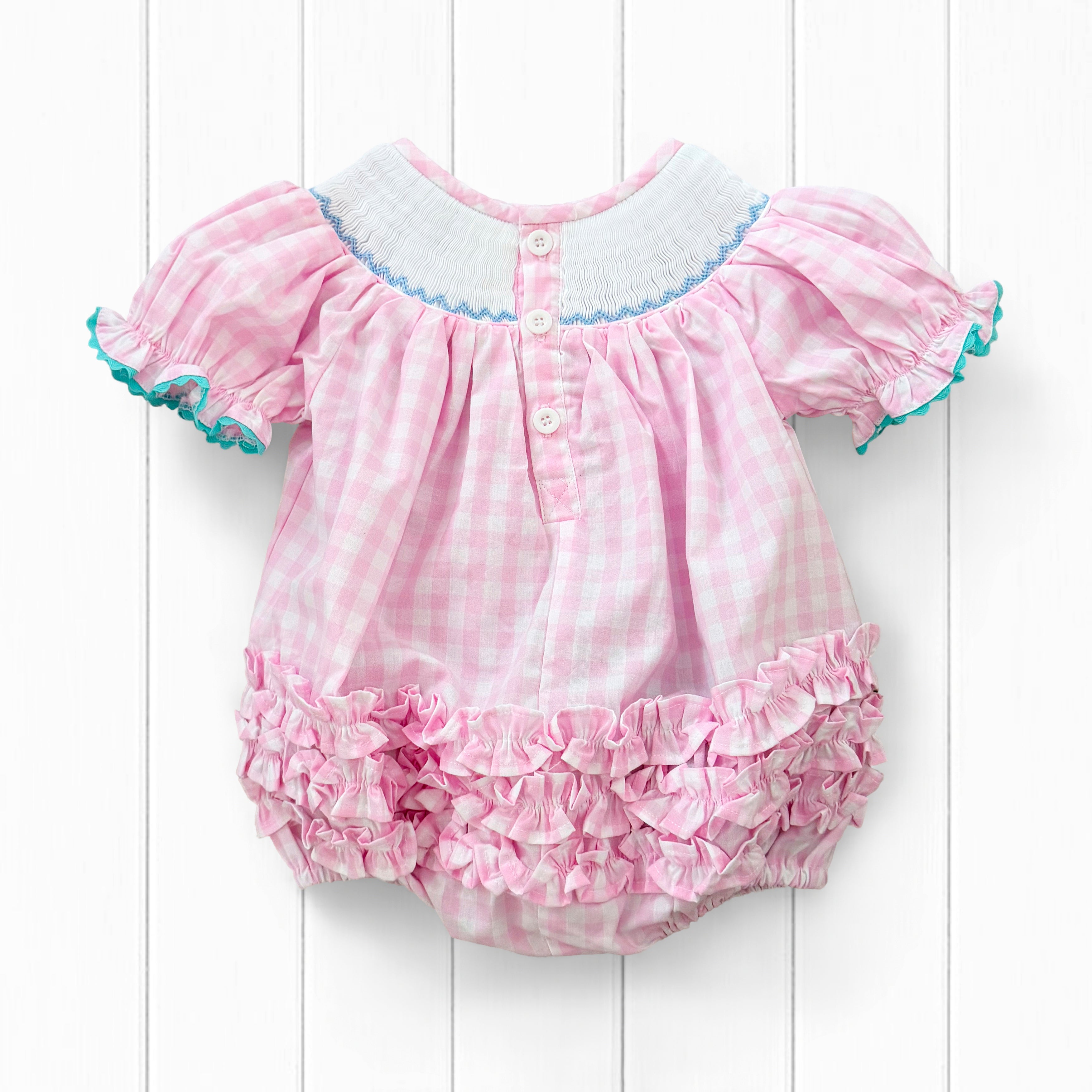 Smocked Pink Bunny Bubble