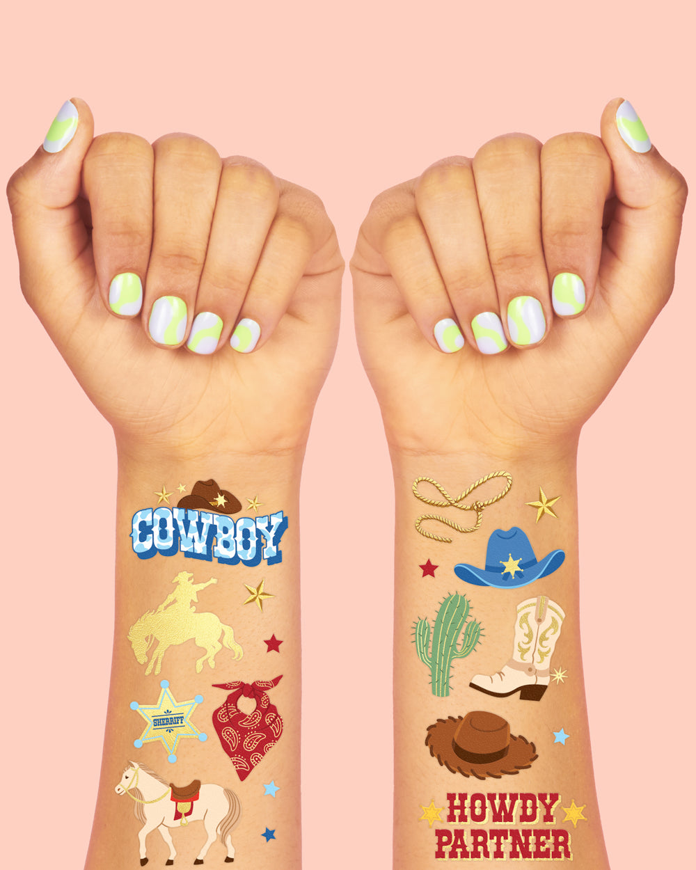 Wild Wild West Tats - 52 Foil Temporary Tattoos