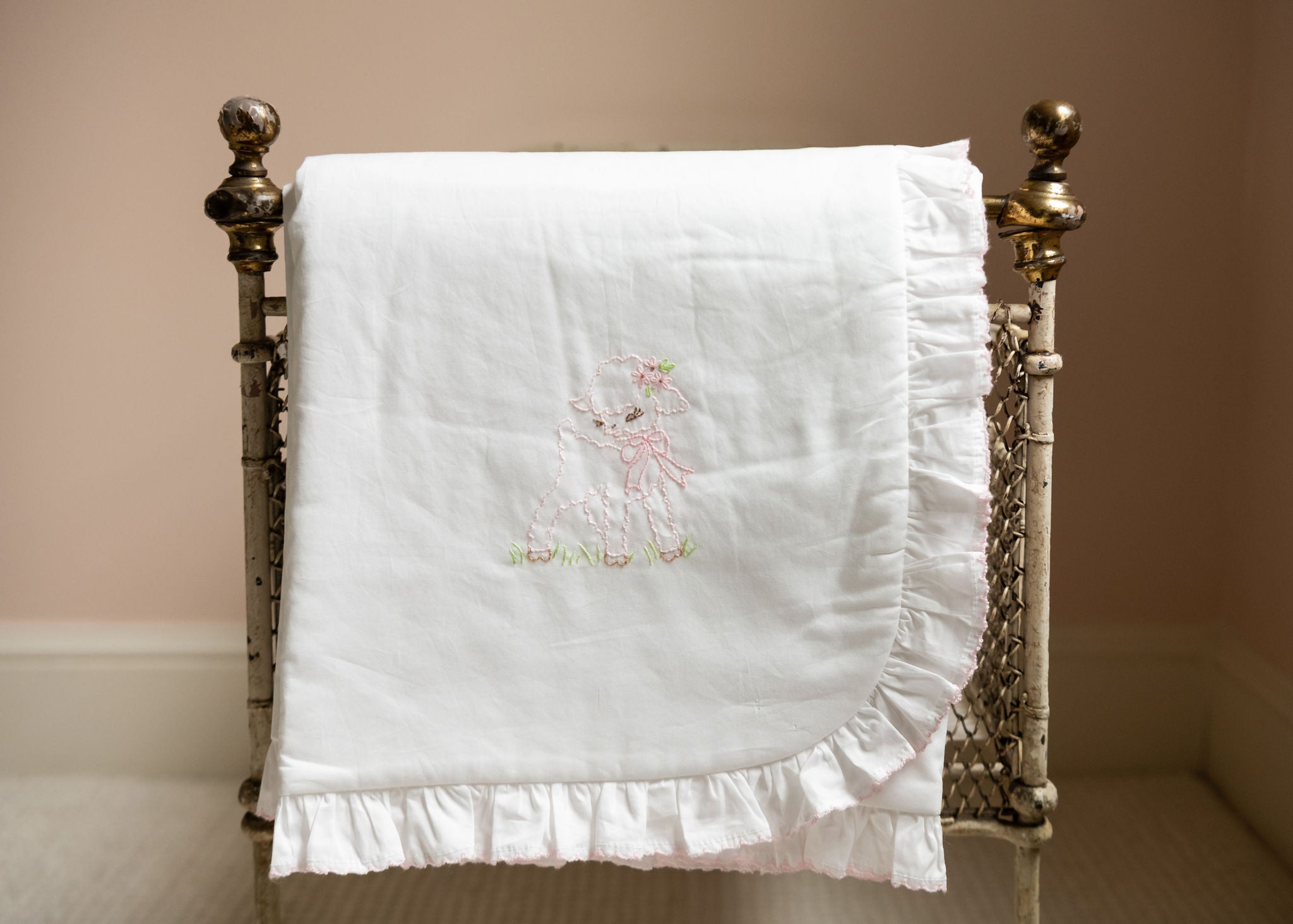 Baby Lamb & Bee Cotton Stroller Blanket