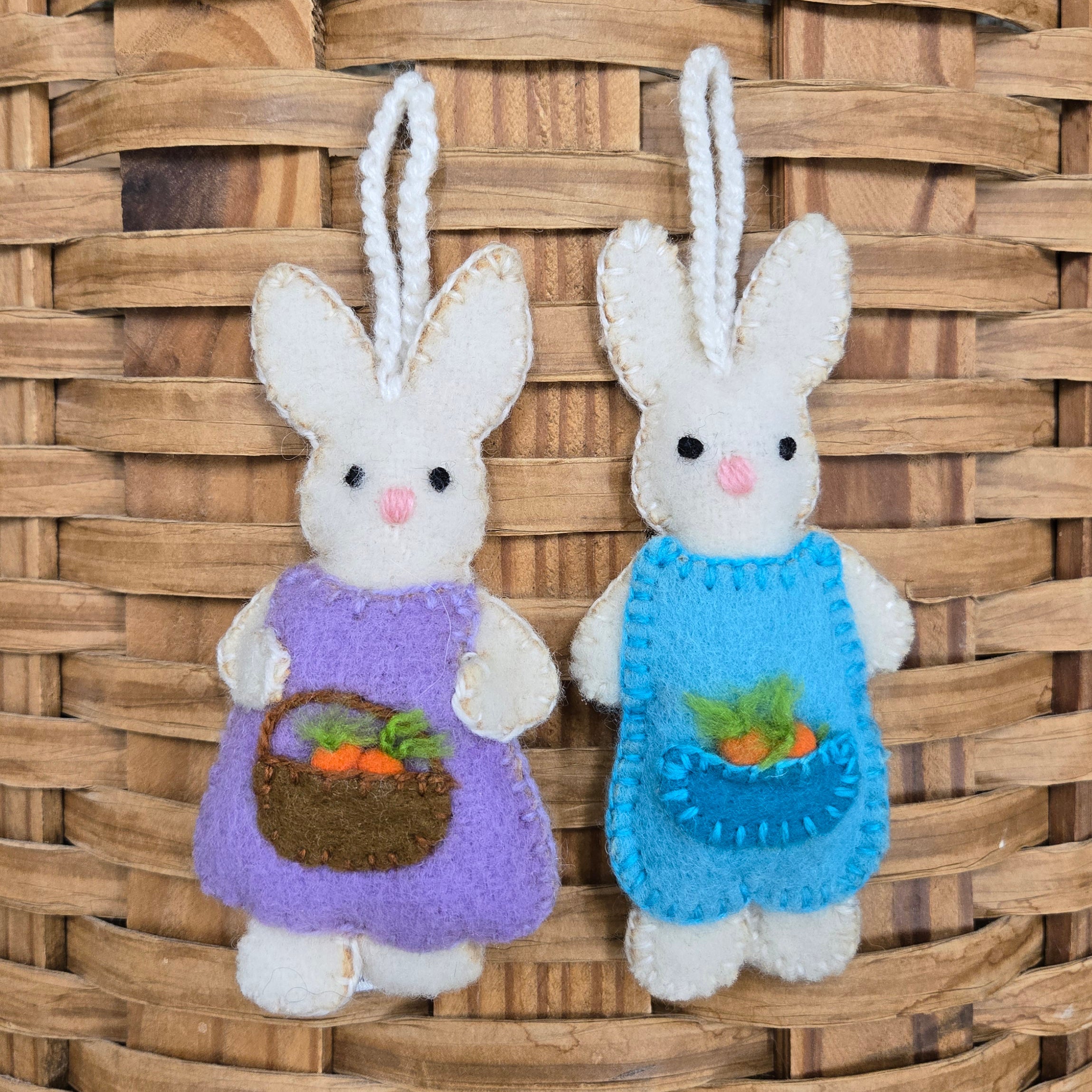 Easter Bunny Ornaments- Set Of 2
