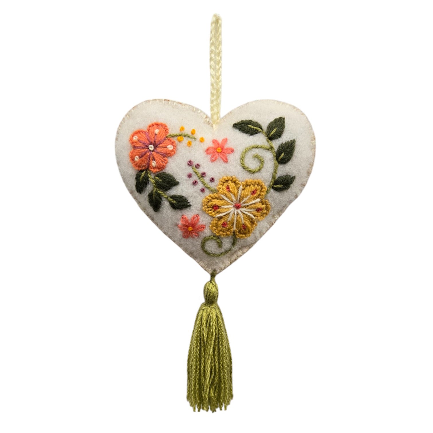 Embroidered Heart Sachet, Green