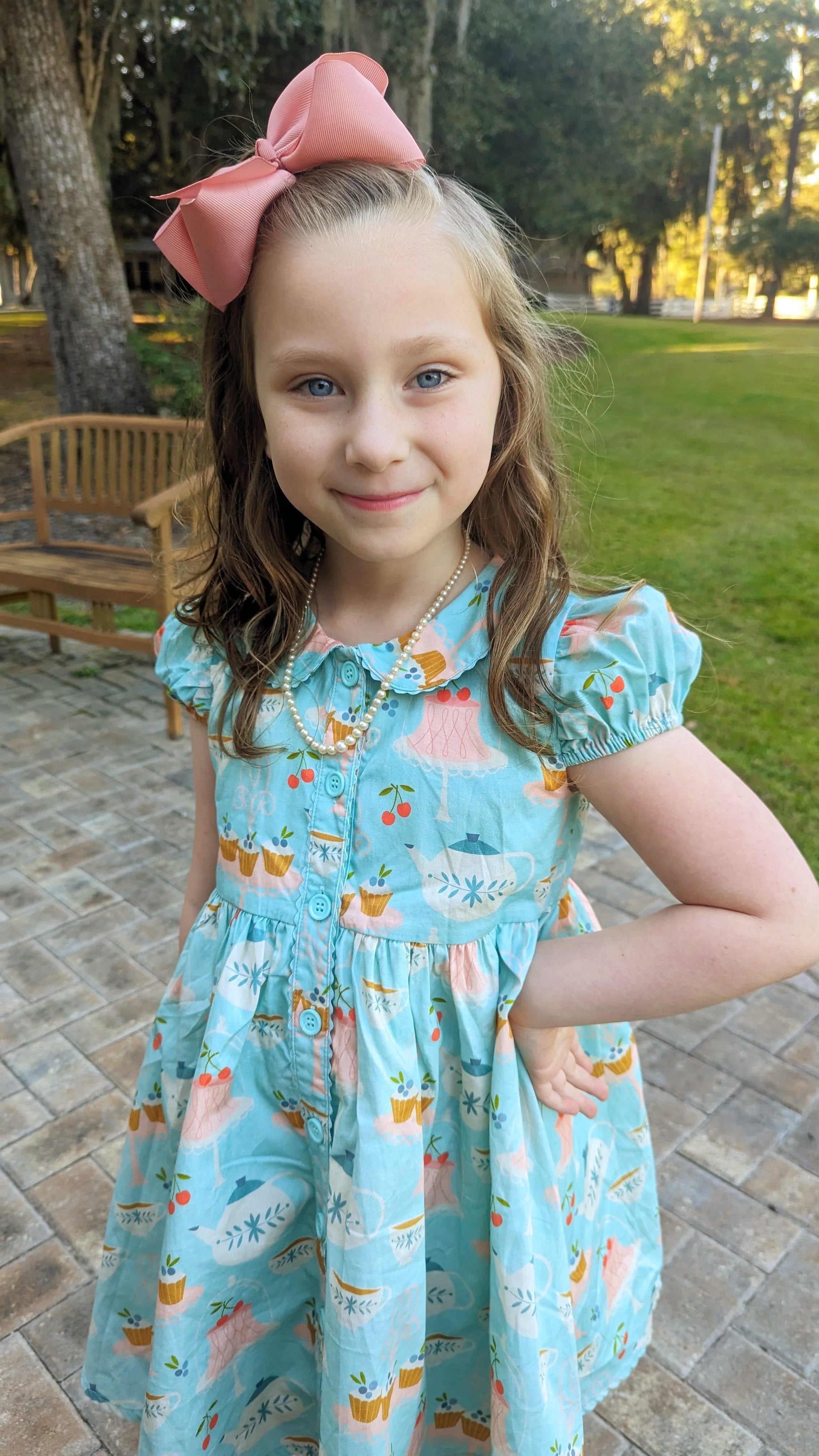 "high Tea" Vintage Nellie Dress W/ Hair Clip