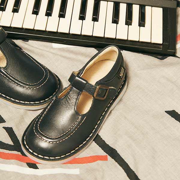 Parker Velcro T-Bar Kids Shoe Navy Leather