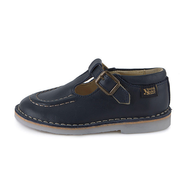 Parker Velcro T-Bar Kids Shoe Navy Leather
