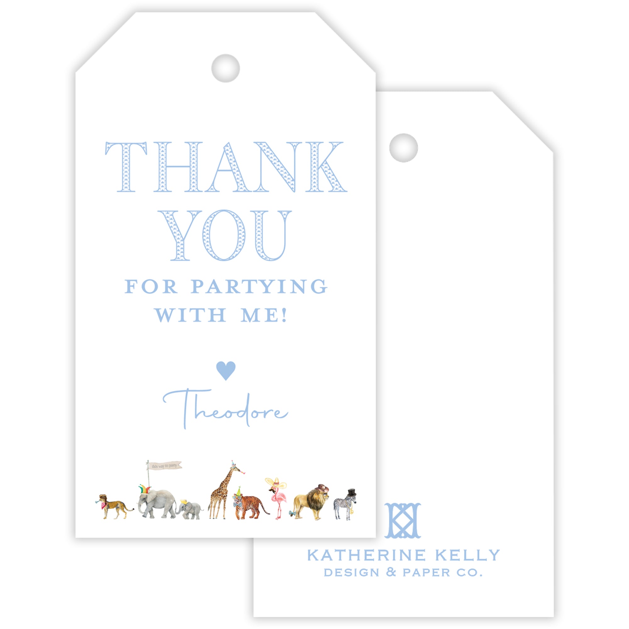 Blue Party Animal Party Favor Tag