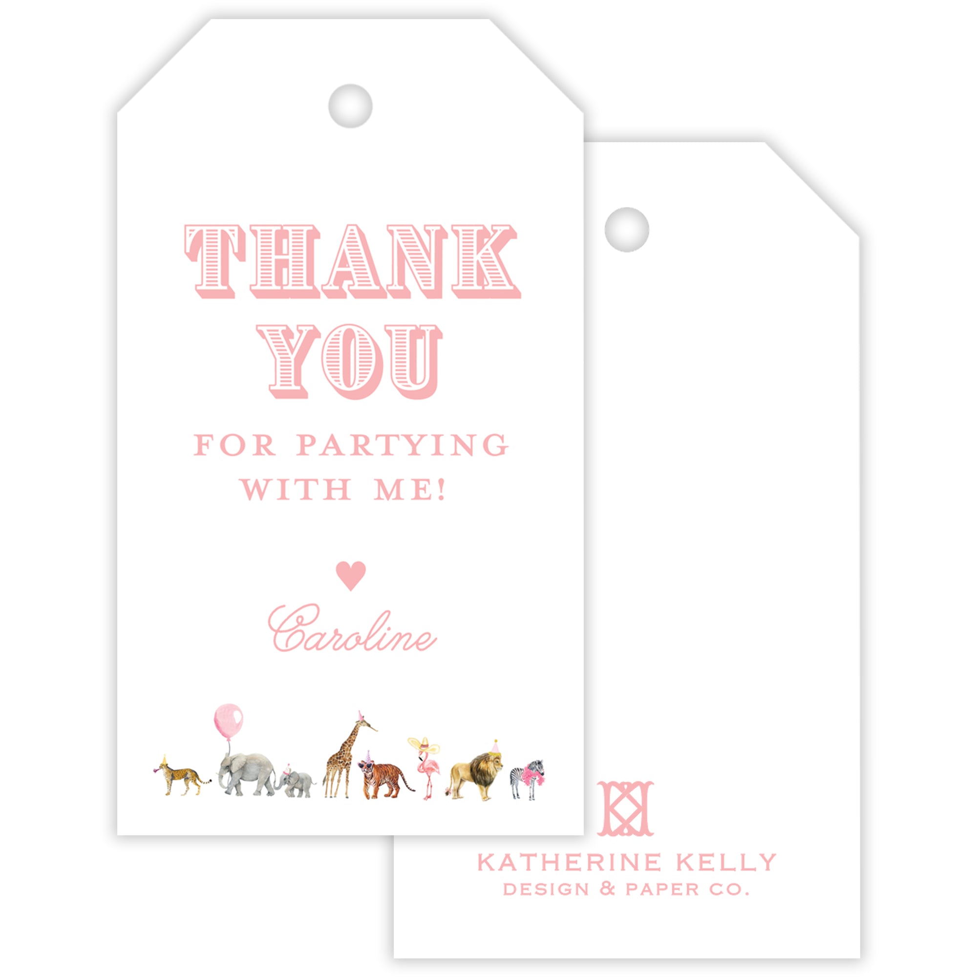 Pink Party Animal Party Favor Tag