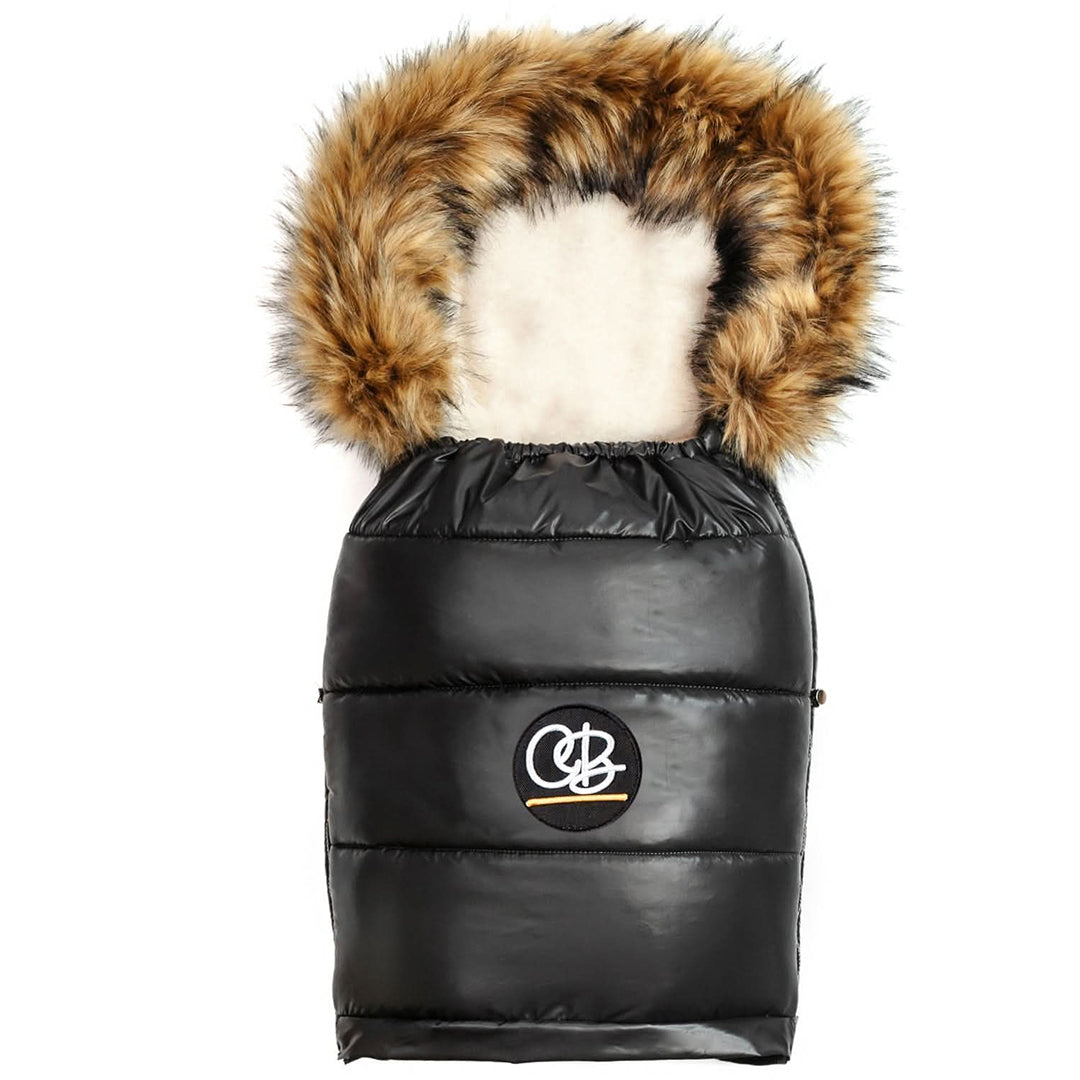 Pastel Black Organic Premium Beige Wool Adjustable Footmuff