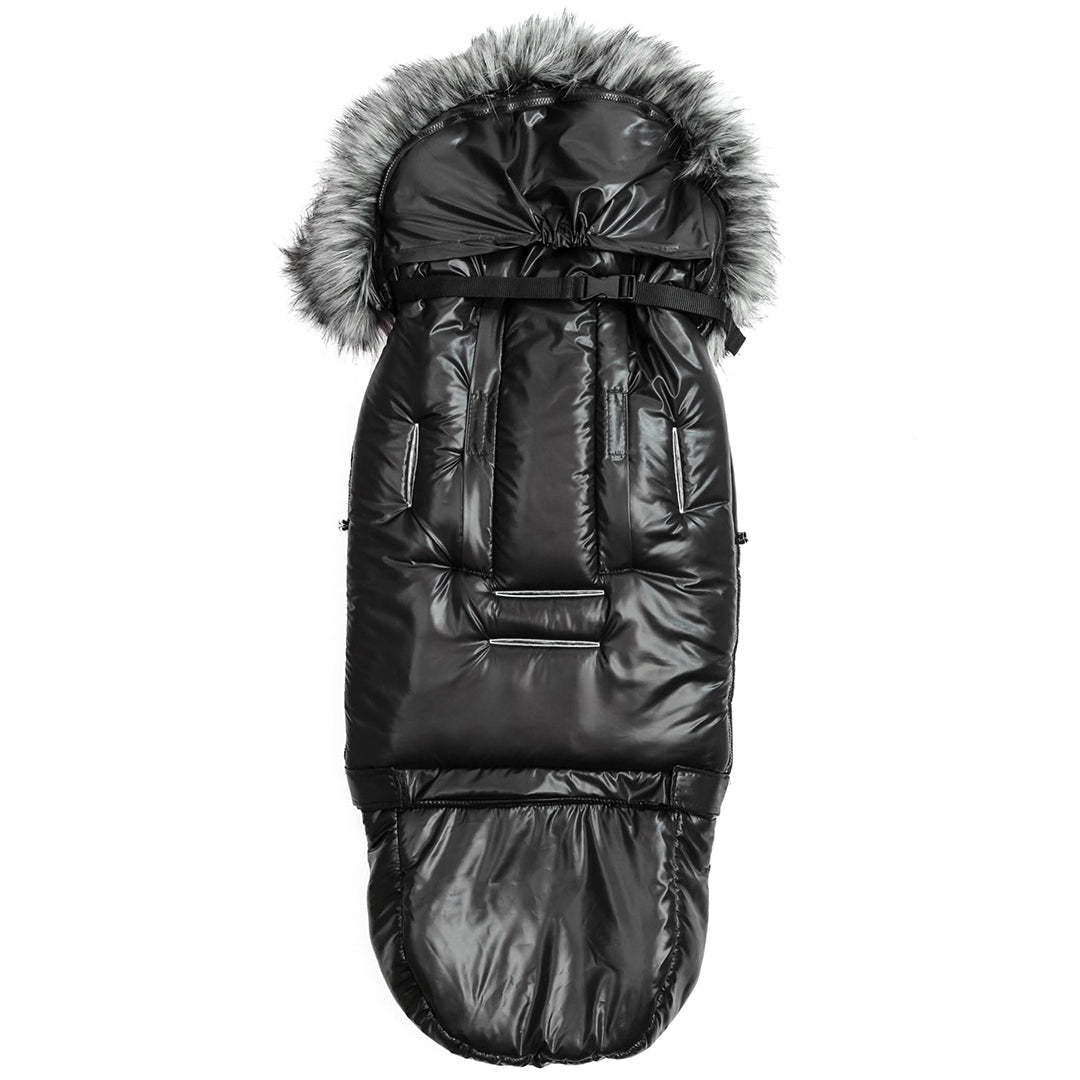 Pastel Black Organic Premium Gray Wool Adjustable Footmuff