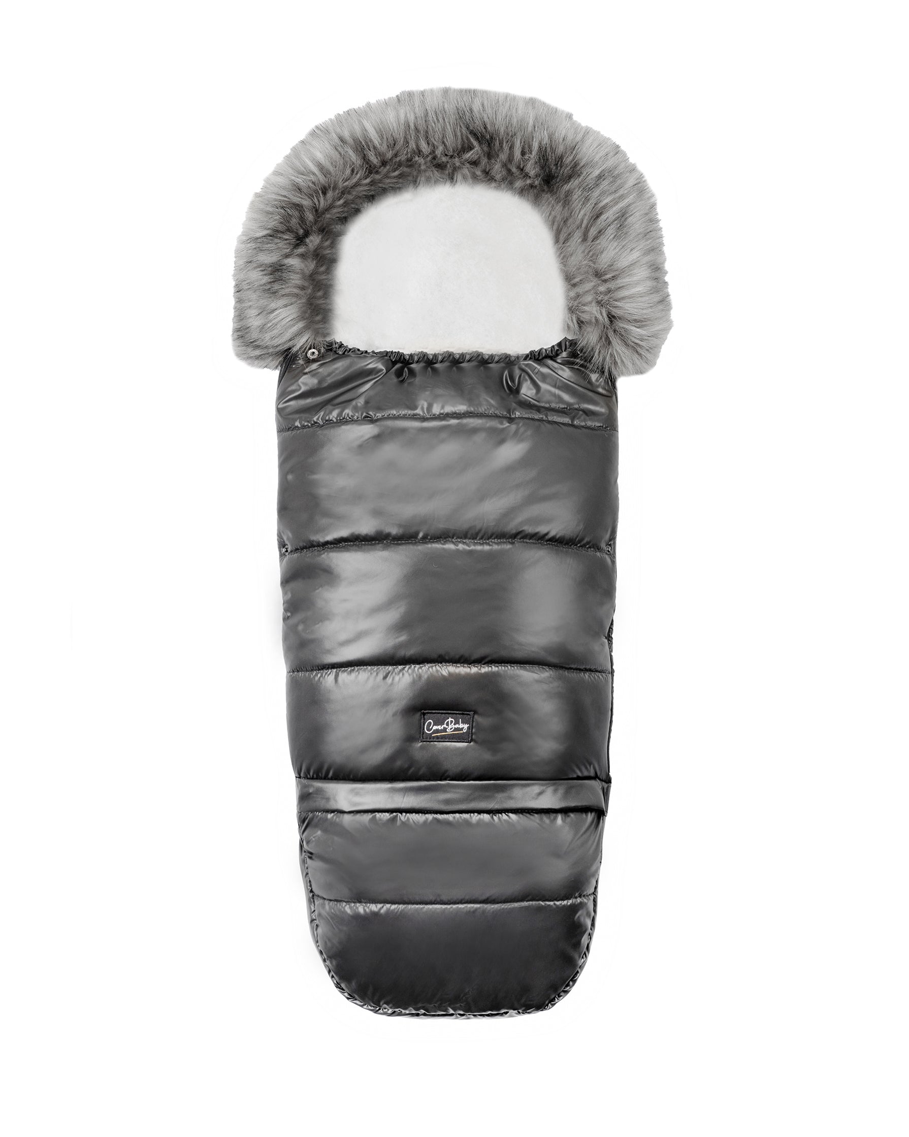 Pastel Black Organic Premium Gray Wool Adjustable Footmuff