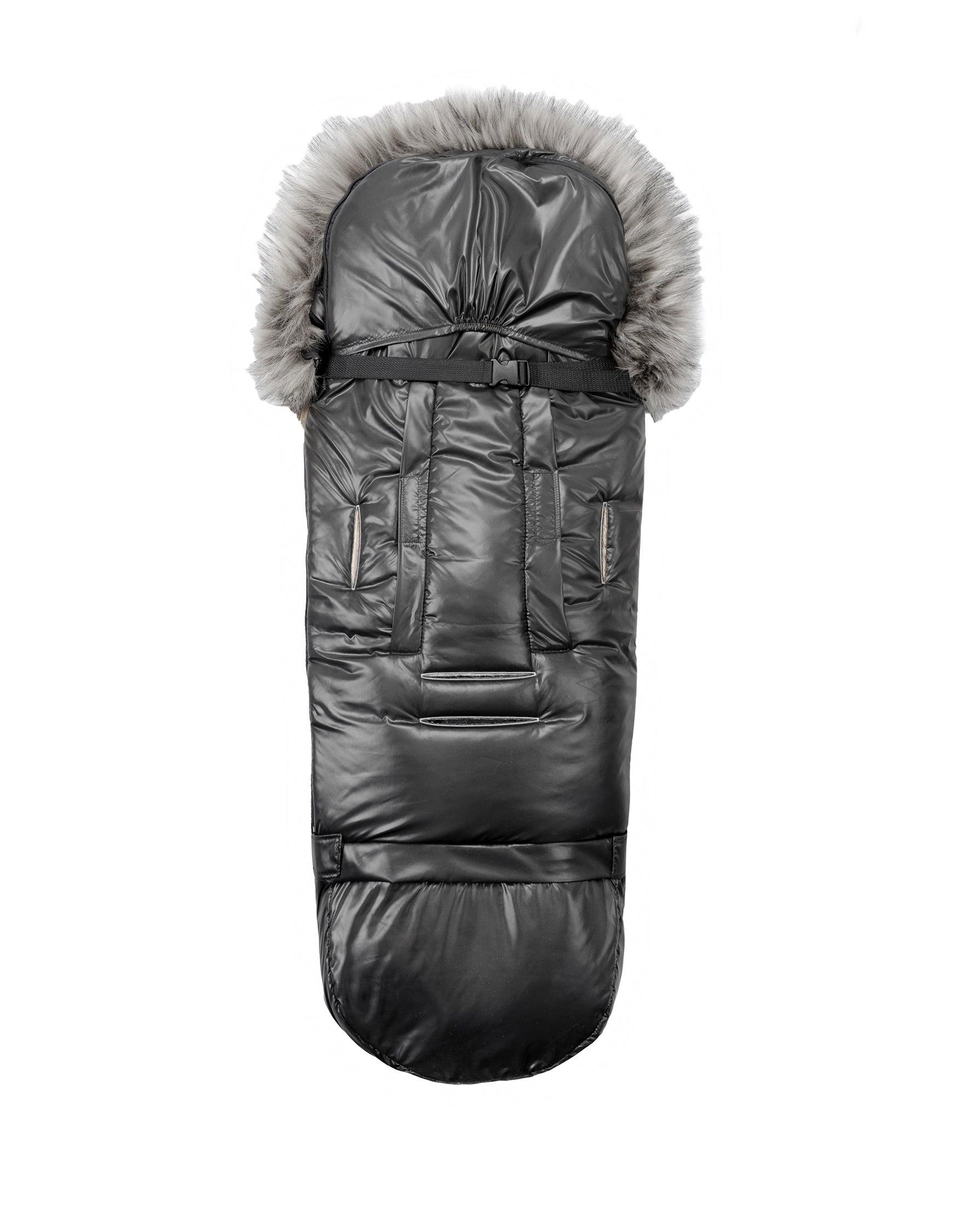 Pastel Black Organic Premium Gray Wool Adjustable Footmuff