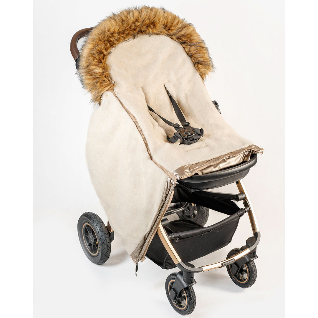 Pastel Gold Organic Premium Beige Wool Adjustable Footmuff