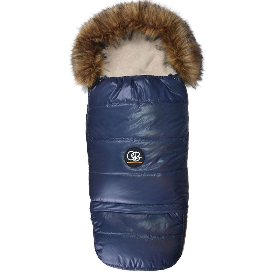 Pastel Navy Organic Premium Beige Wool Adjustable Footmuff