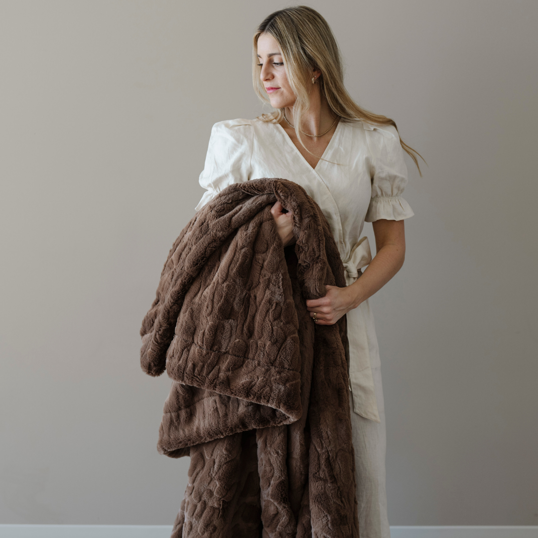 Patterned Faux Fur Throw Blankets