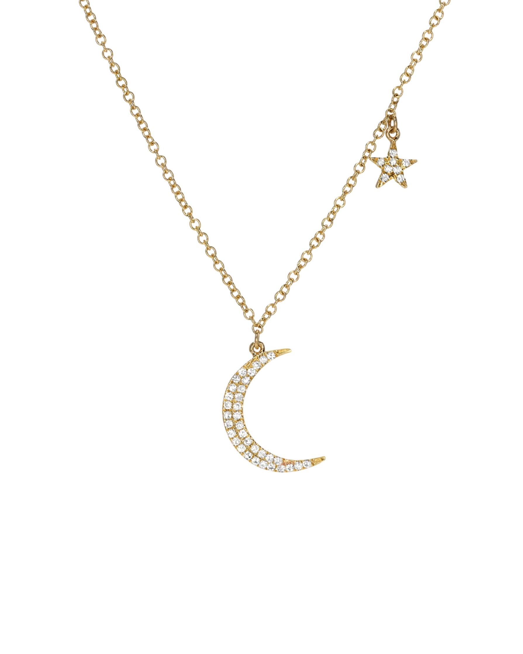 Pave Diamond Moon And Star Necklace