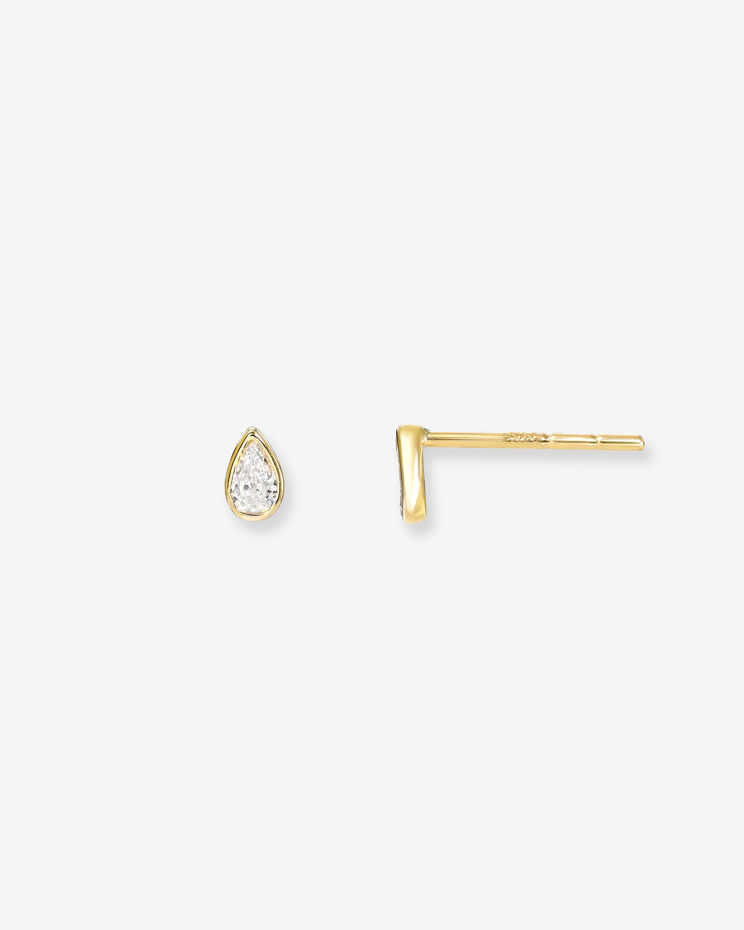 Pear Bezel Diamond Stud Earrings