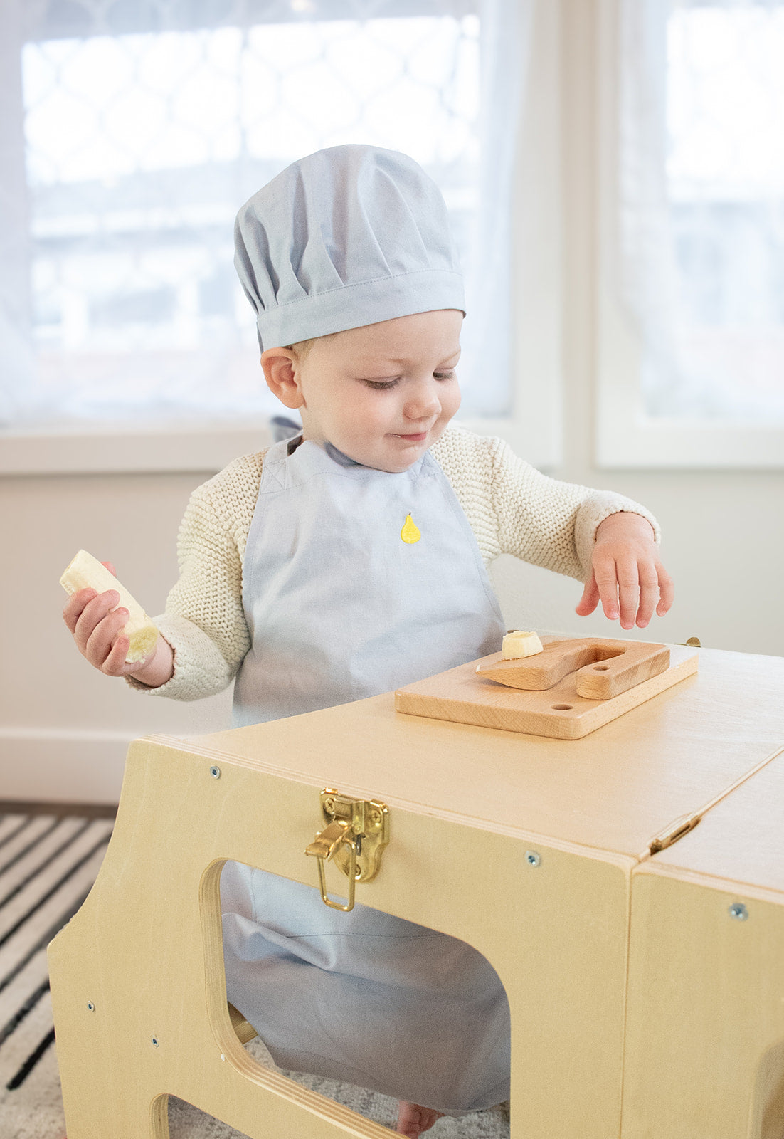 Blue Organic Cotton And Linen Apron Set
