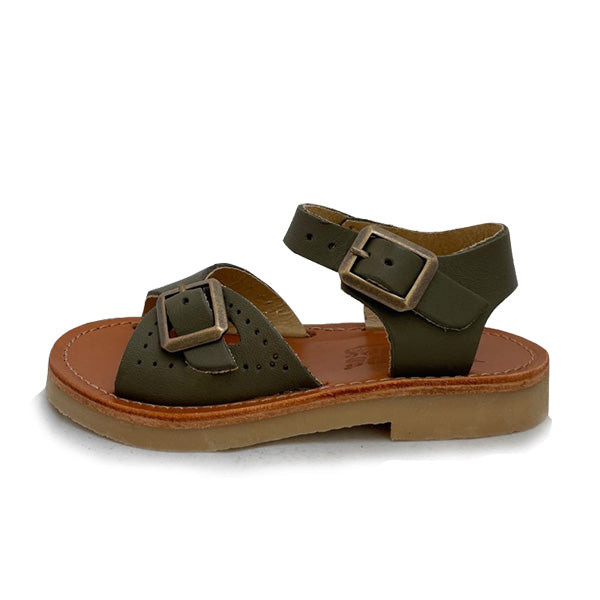 Pearl Kids Sandal Olive Leather