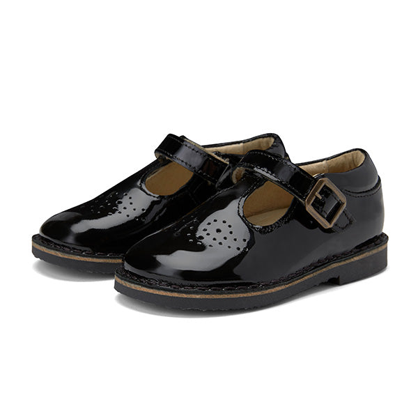 Penny Velcro T-Bar Kids Shoe Black Patent Leather