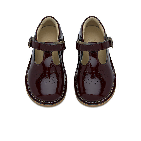 Penny Velcro T-Bar Kids Shoe Cherry Patent Leather
