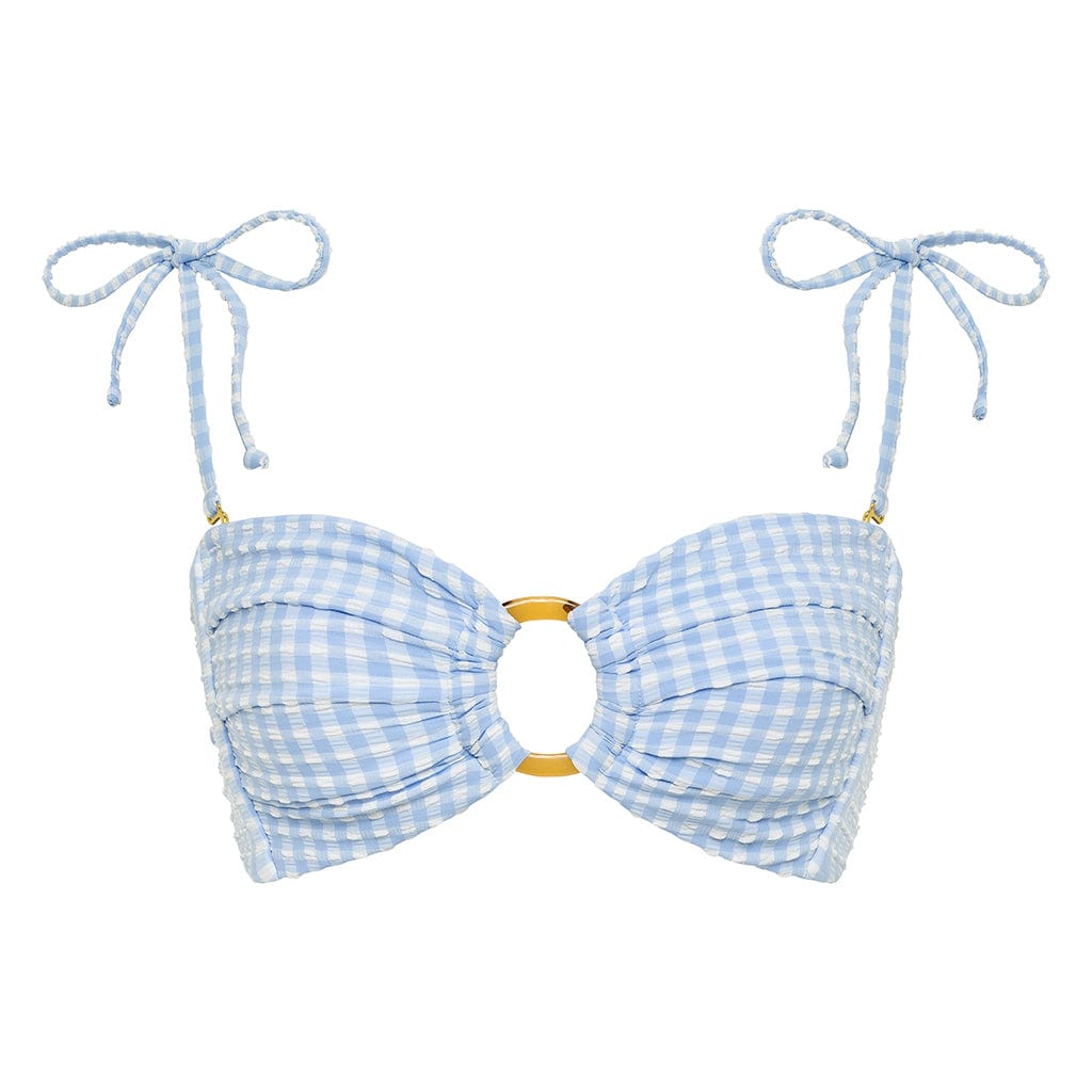 Peri Micro Gingham Tori Ties Bandeau Bikini Top