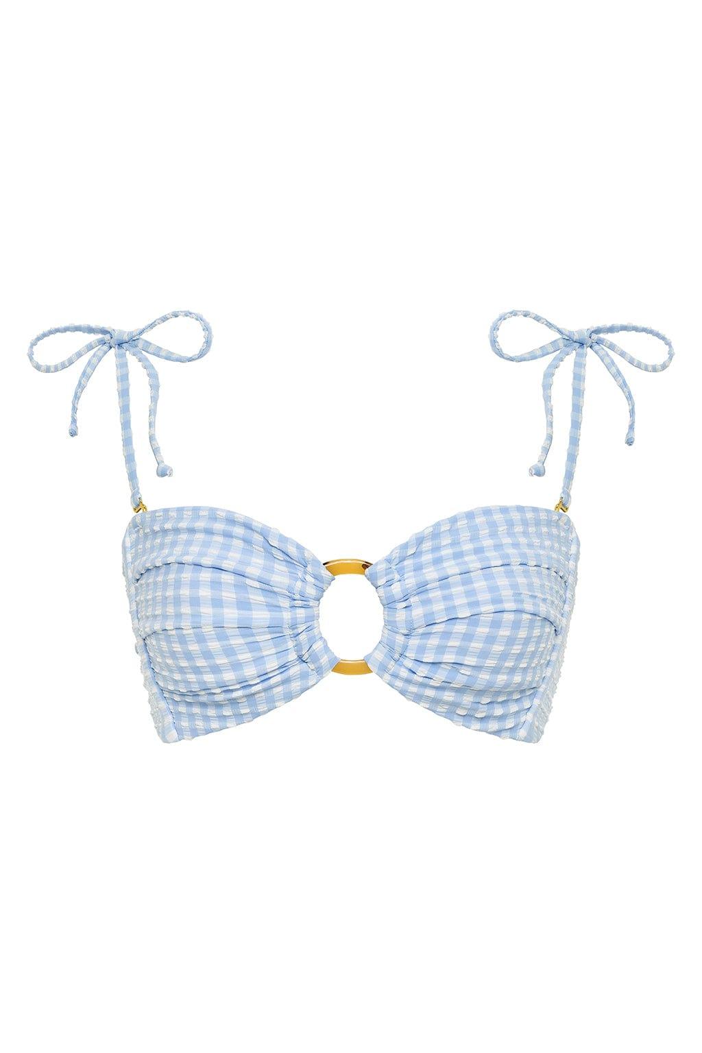 Peri Micro Gingham Tori Ties Bandeau Bikini Top