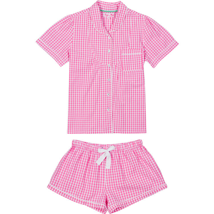 Women's Hepburn Gingham Pink Short Pj Set