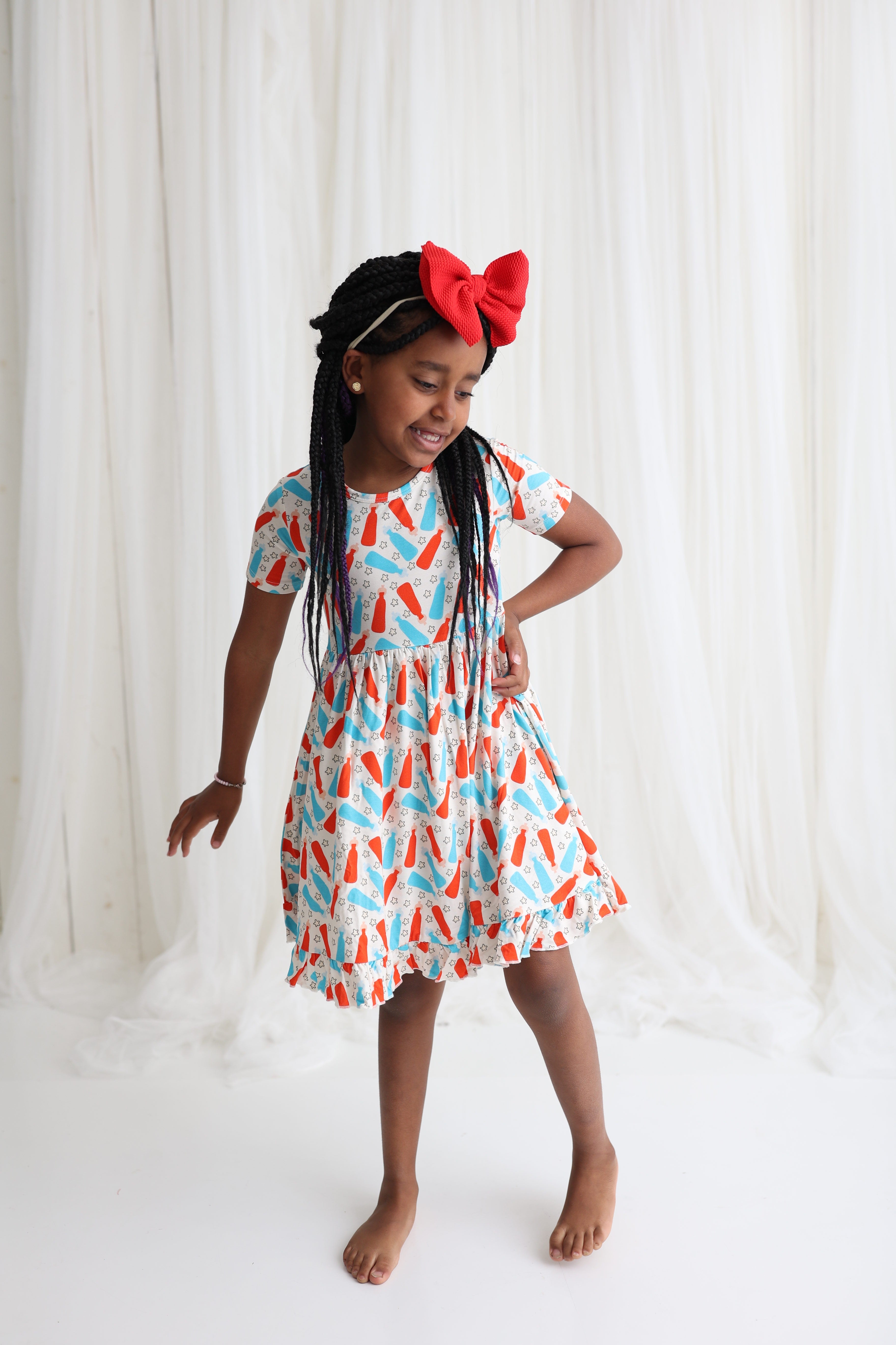 Bursting Red White & Blue Dream Ruffle Dress