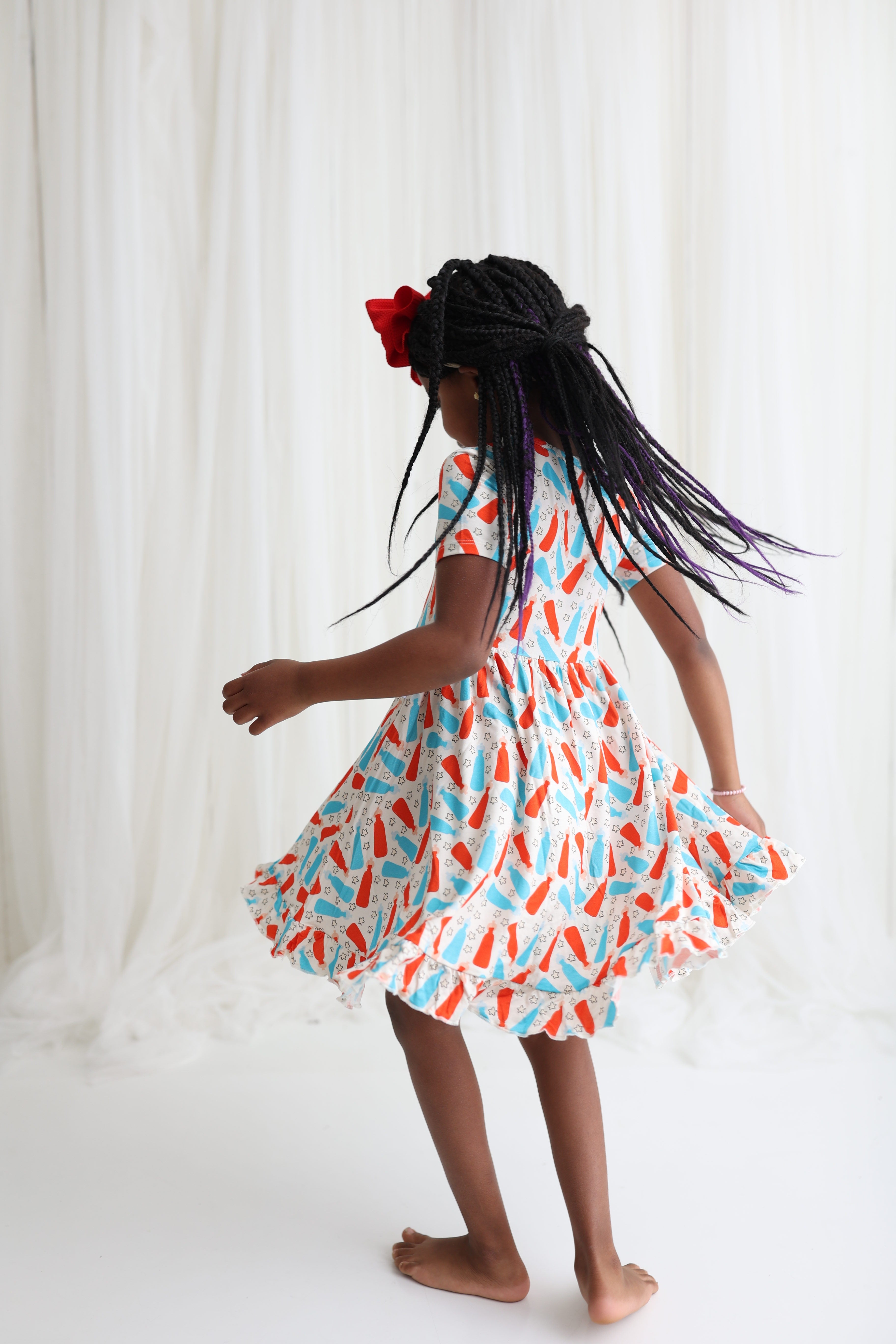 Bursting Red White & Blue Dream Ruffle Dress