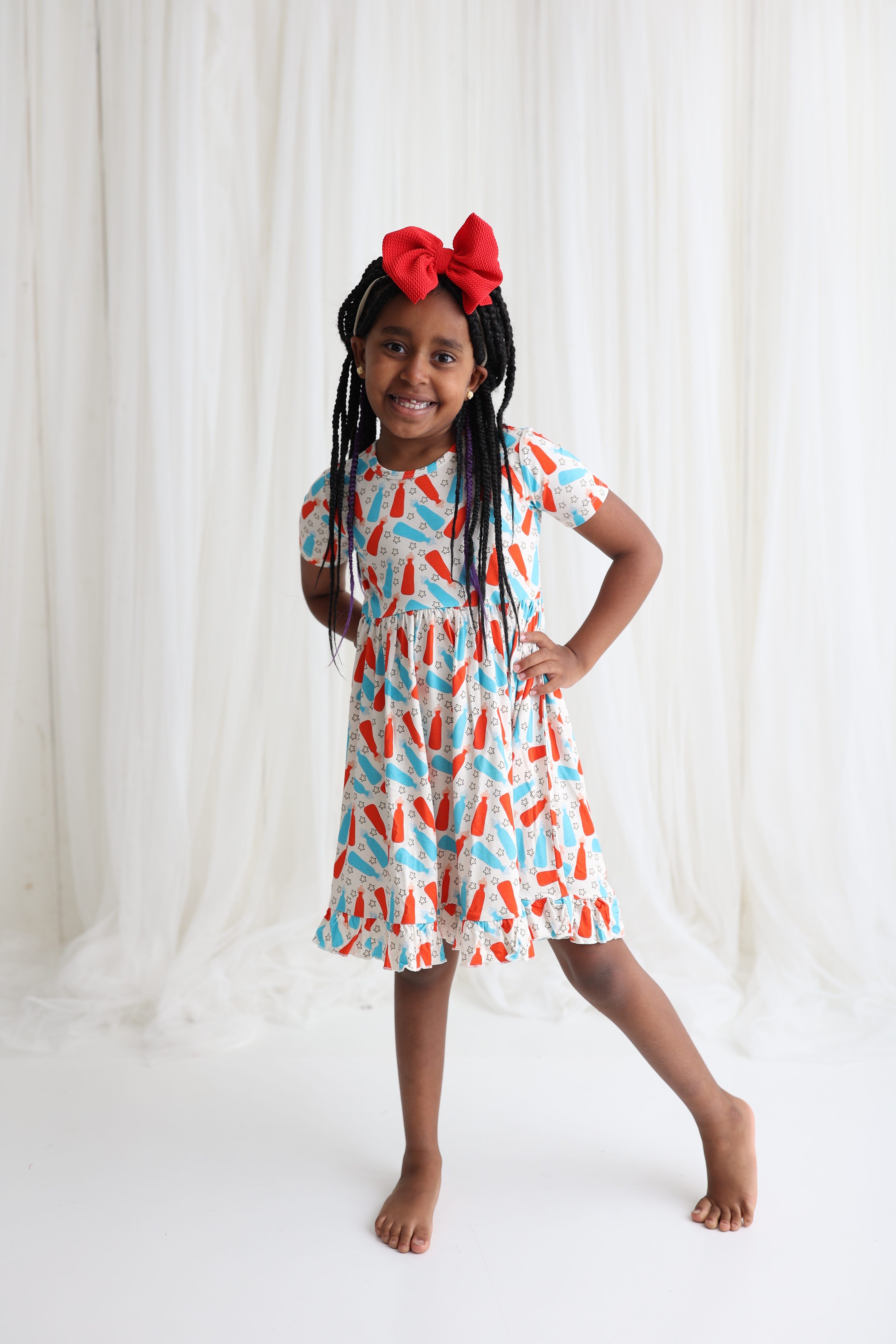 Bursting Red White & Blue Dream Ruffle Dress