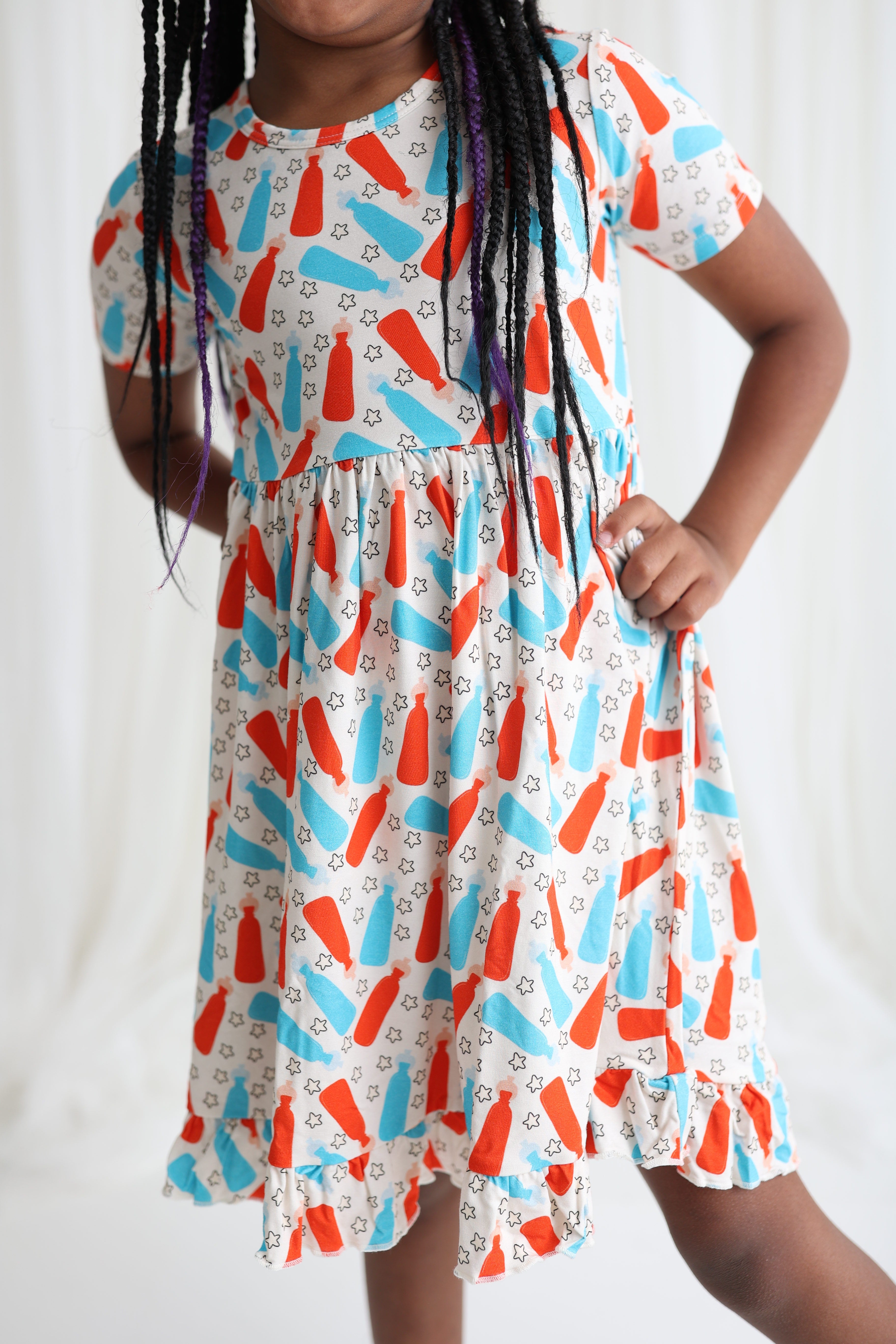 Bursting Red White & Blue Dream Ruffle Dress