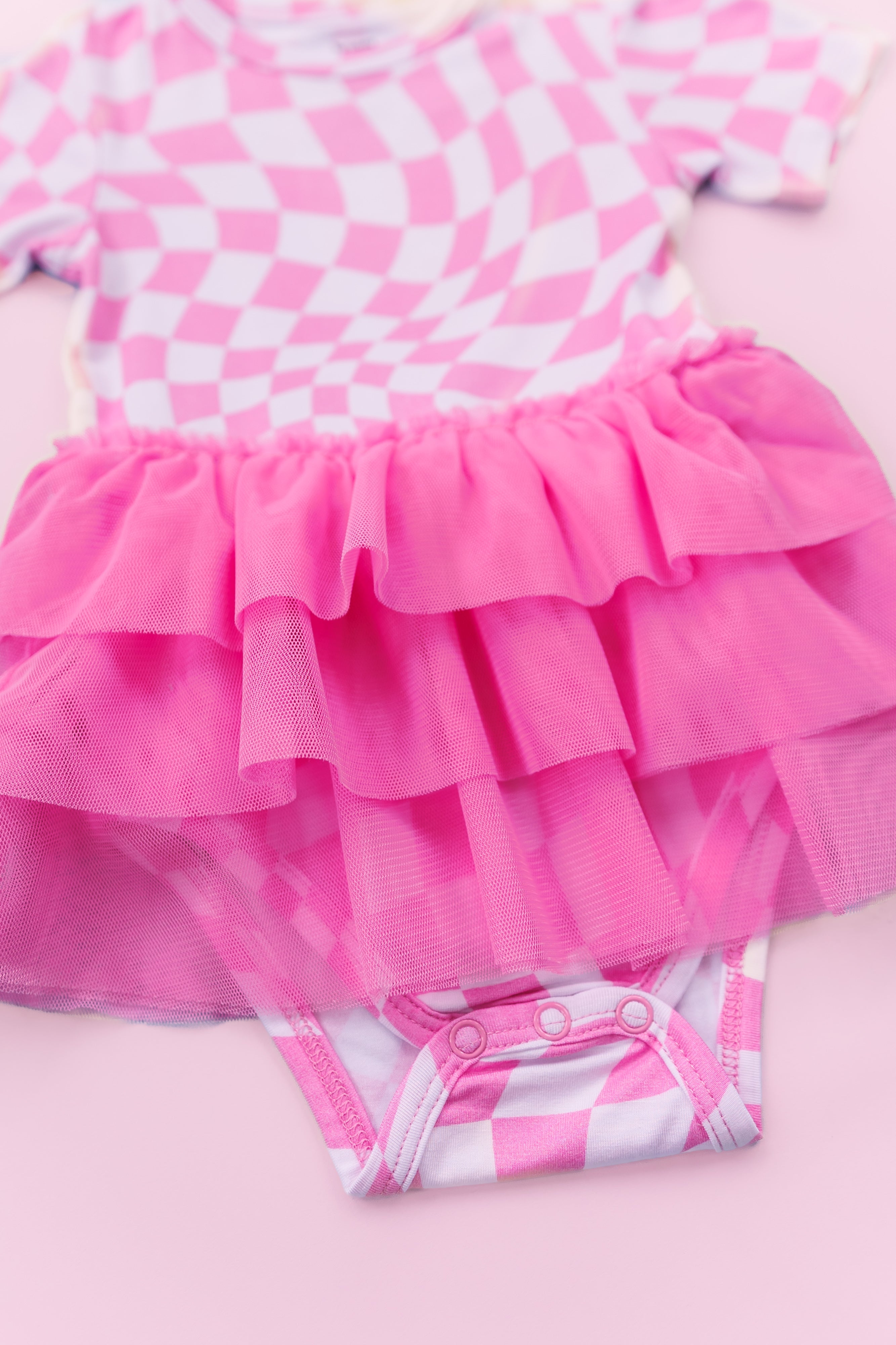 Bubblegum Wavy Checkers Dream Tutu Bodysuit Dress
