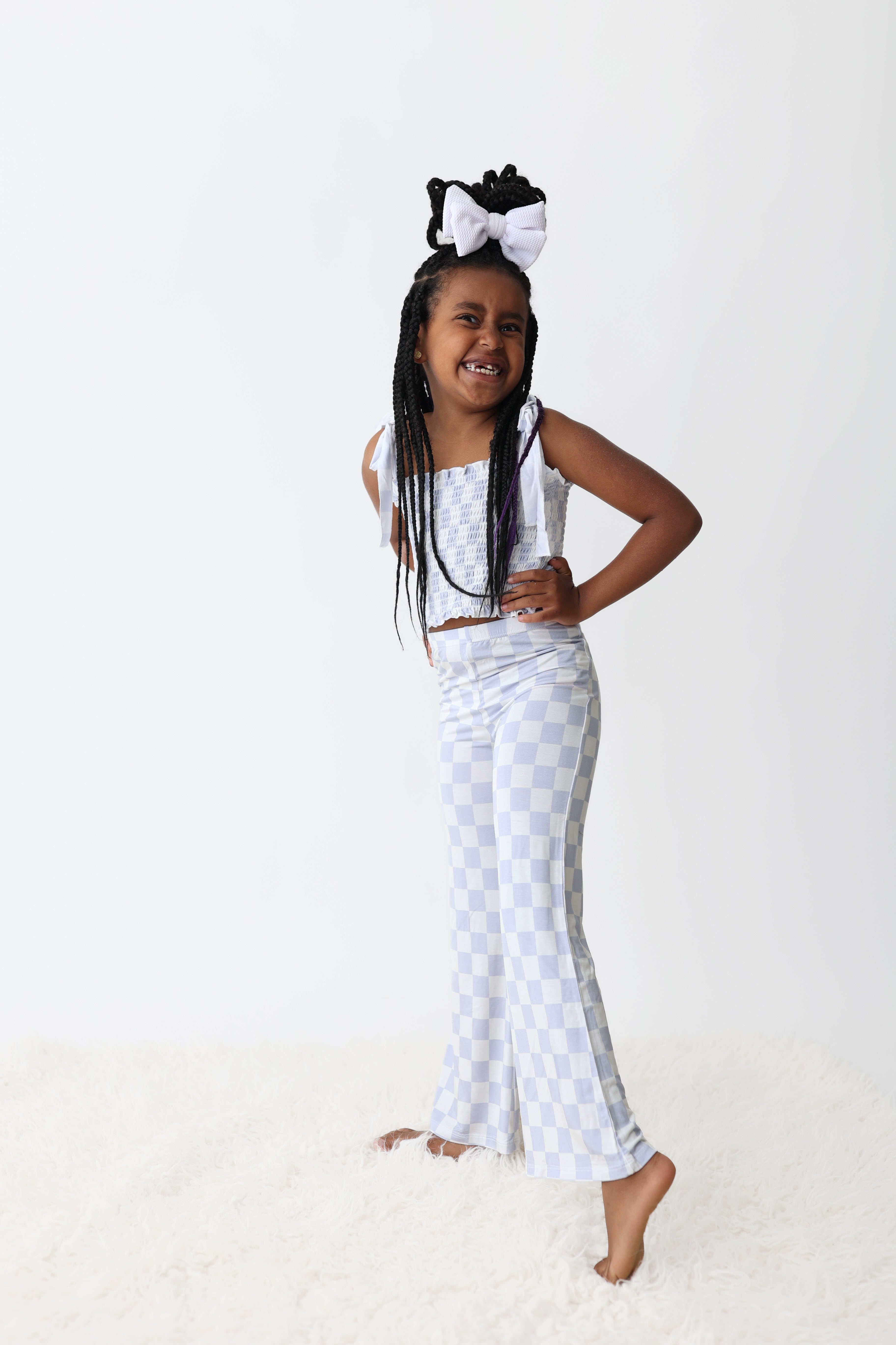 Cloudy Checkers Dream Smocked Flare Set