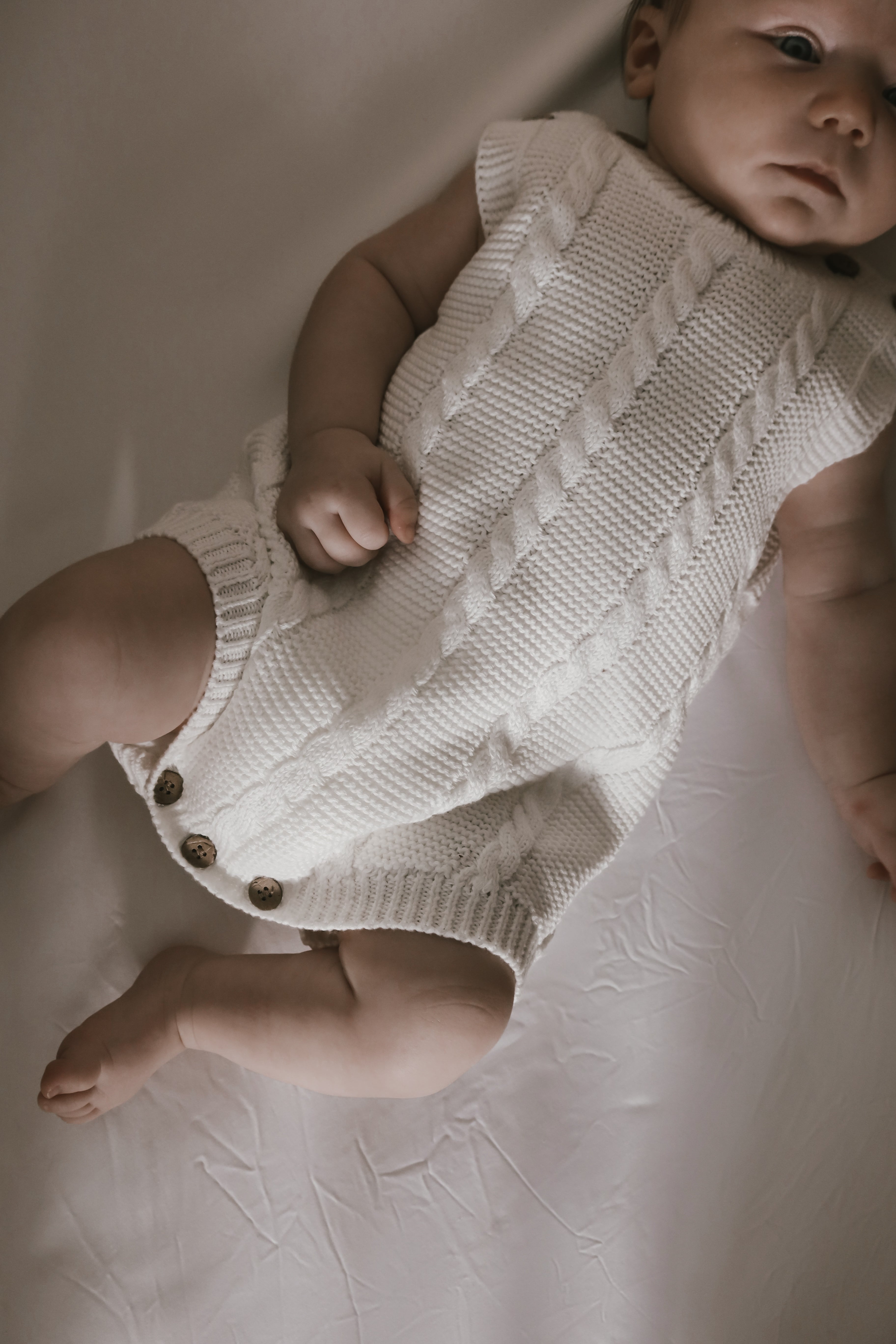 Cable Knit Summer Romper - White
