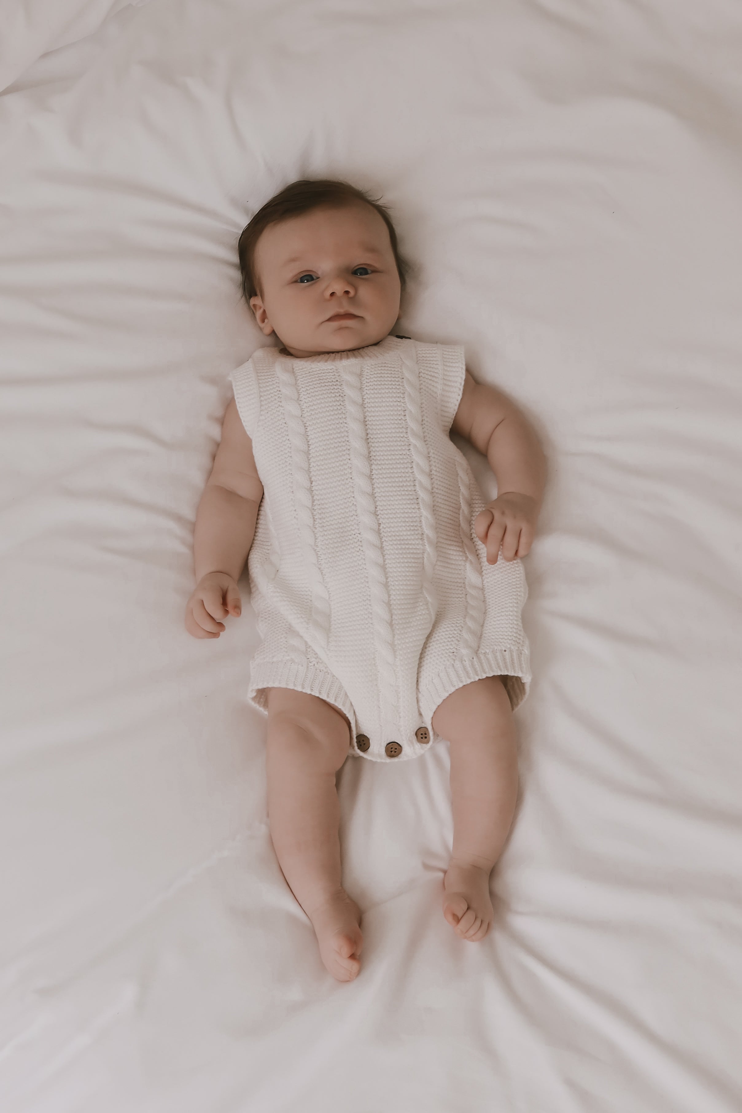 Cable Knit Summer Romper - White