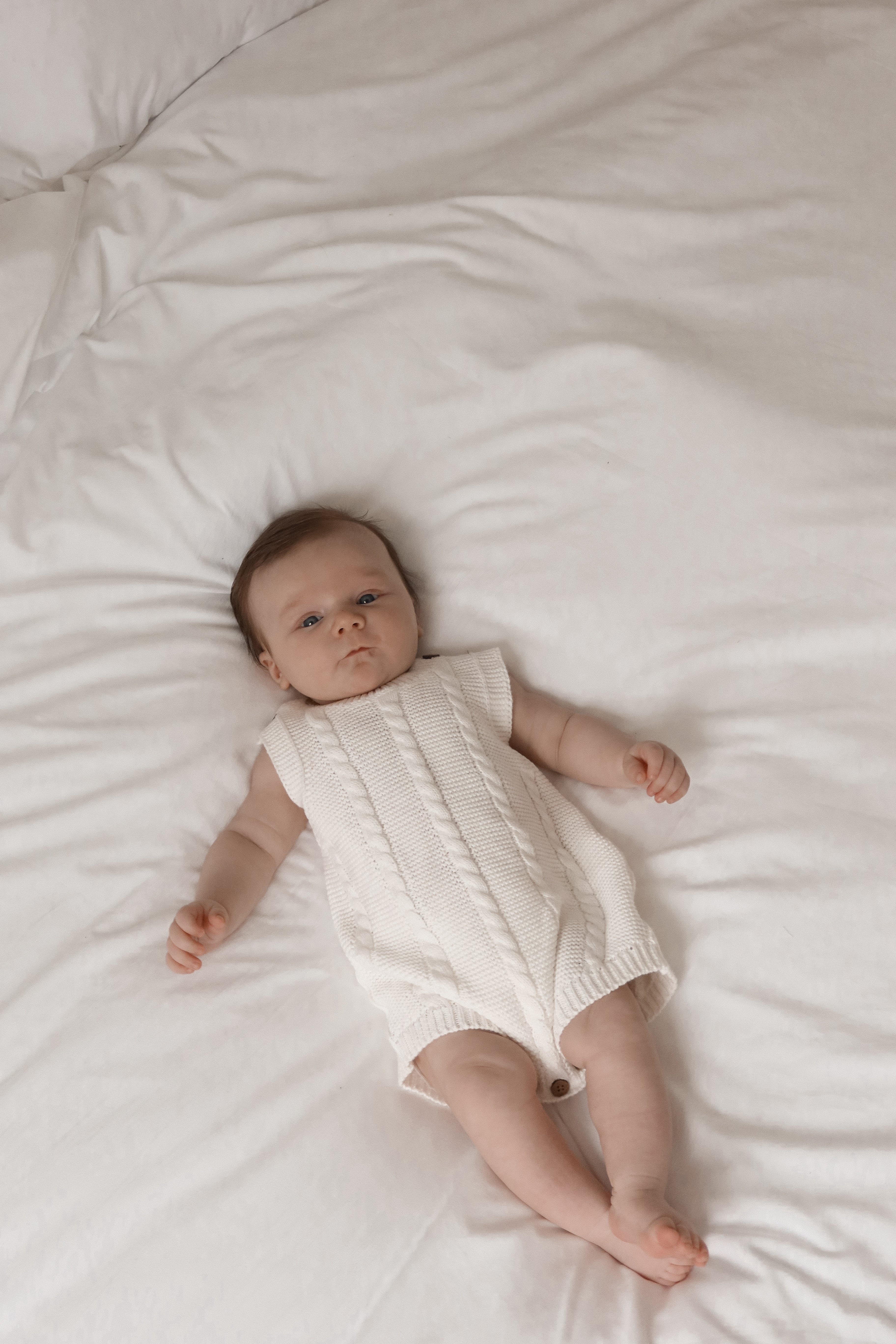 Cable Knit Summer Romper - White